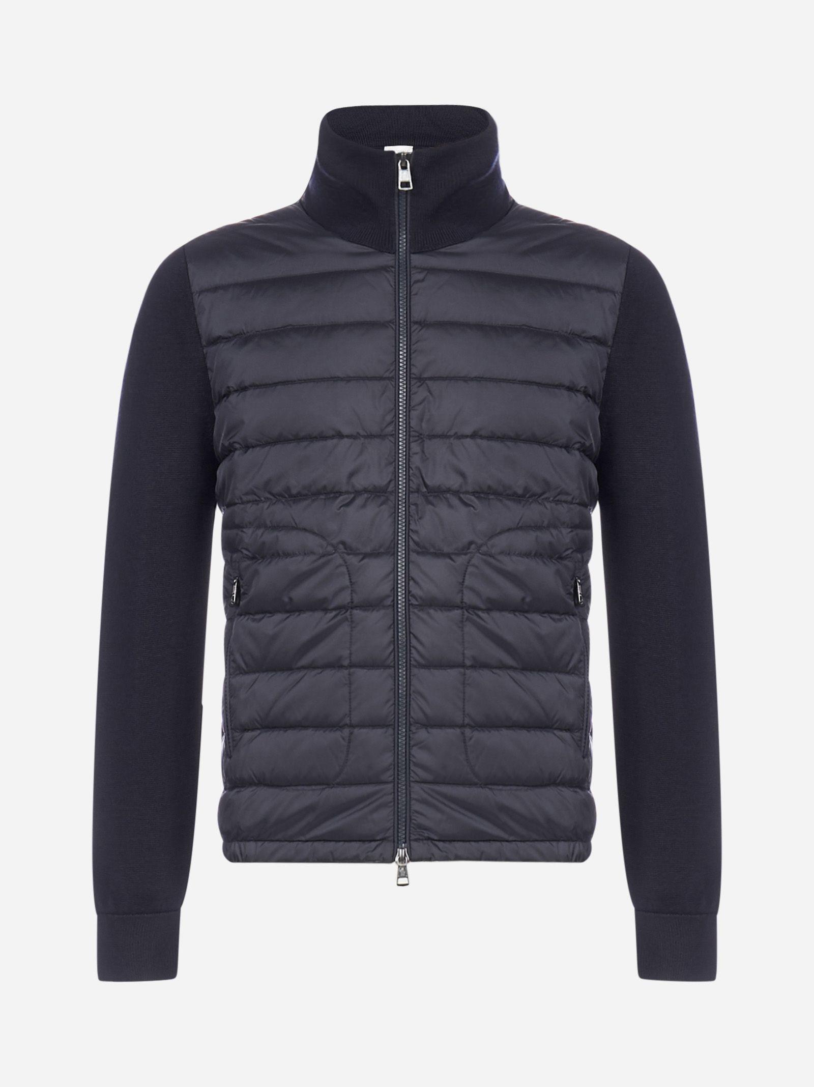 Moncler Synthetic Quilted Nylon And Wool-blend Knit Cardigan in Blue ...