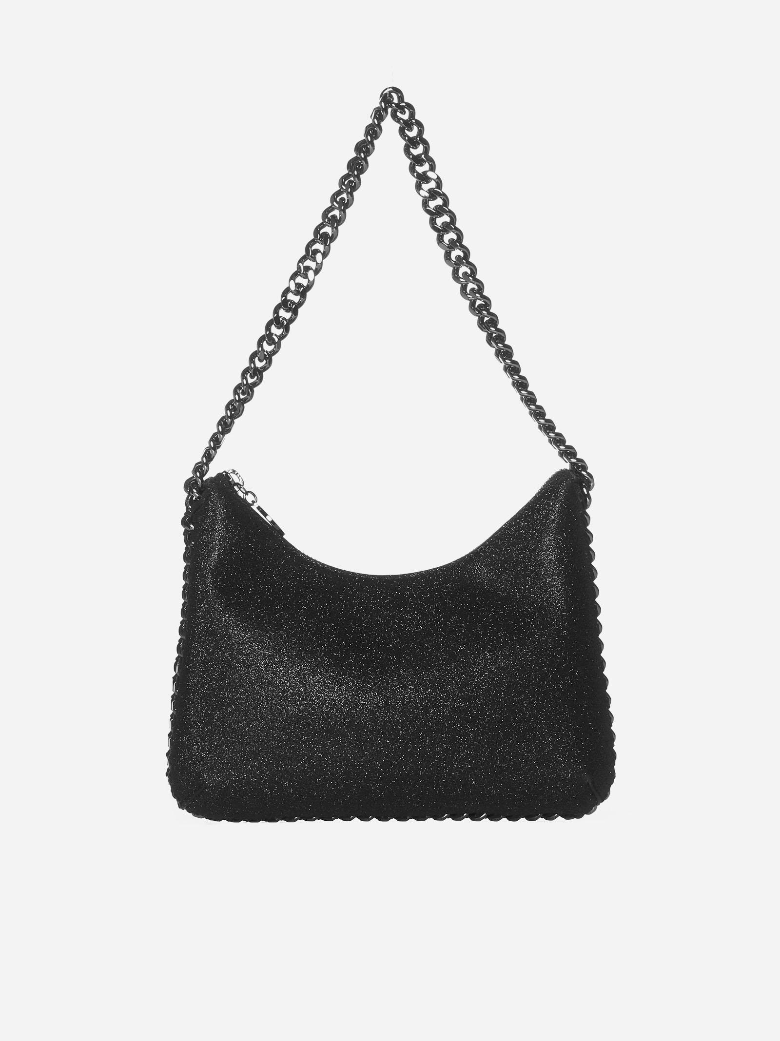 Stella McCartney Falabella Glitter Vegan Leather Mini Bag in Black Lyst