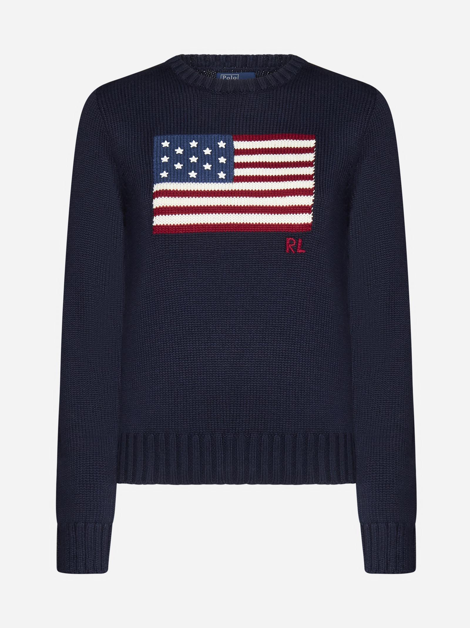Polo Ralph Lauren Flag Knit Jumper in Blue | Lyst UK