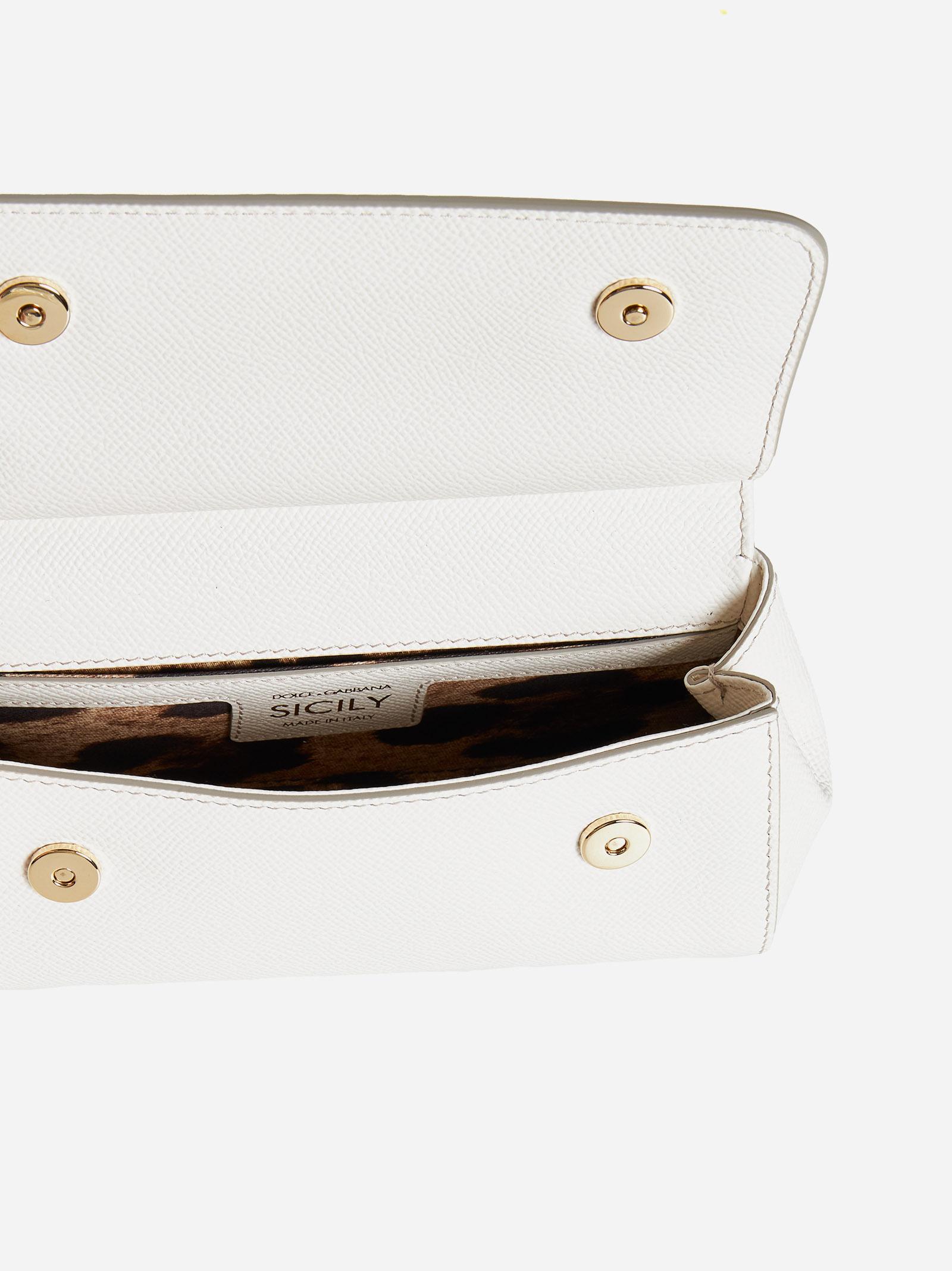 Dolce & Gabbana Sicily Small Leather Bag in White | Lyst