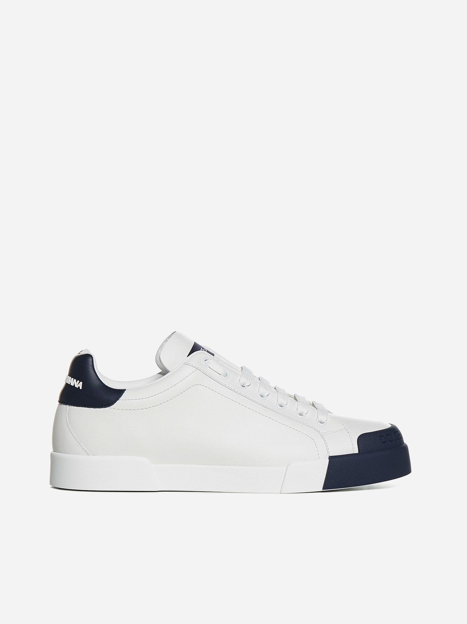 Dolce Gabbana Calfskin Nappa Portofino Sneakers With Rubber Toe in White for Men Lyst
