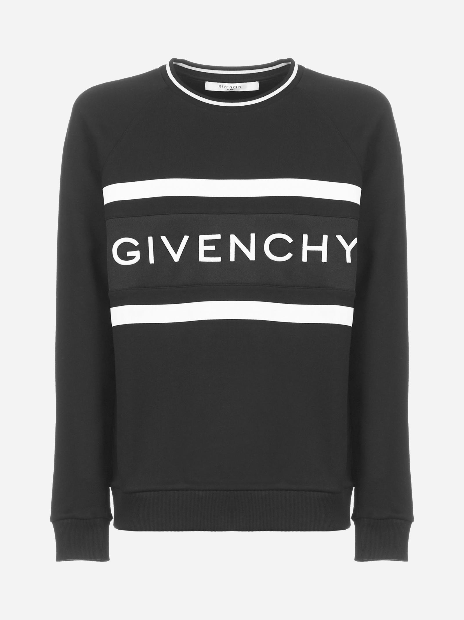 Givenchy Cotton Blend Sweatshirt With Logo in Black for Men - Lyst