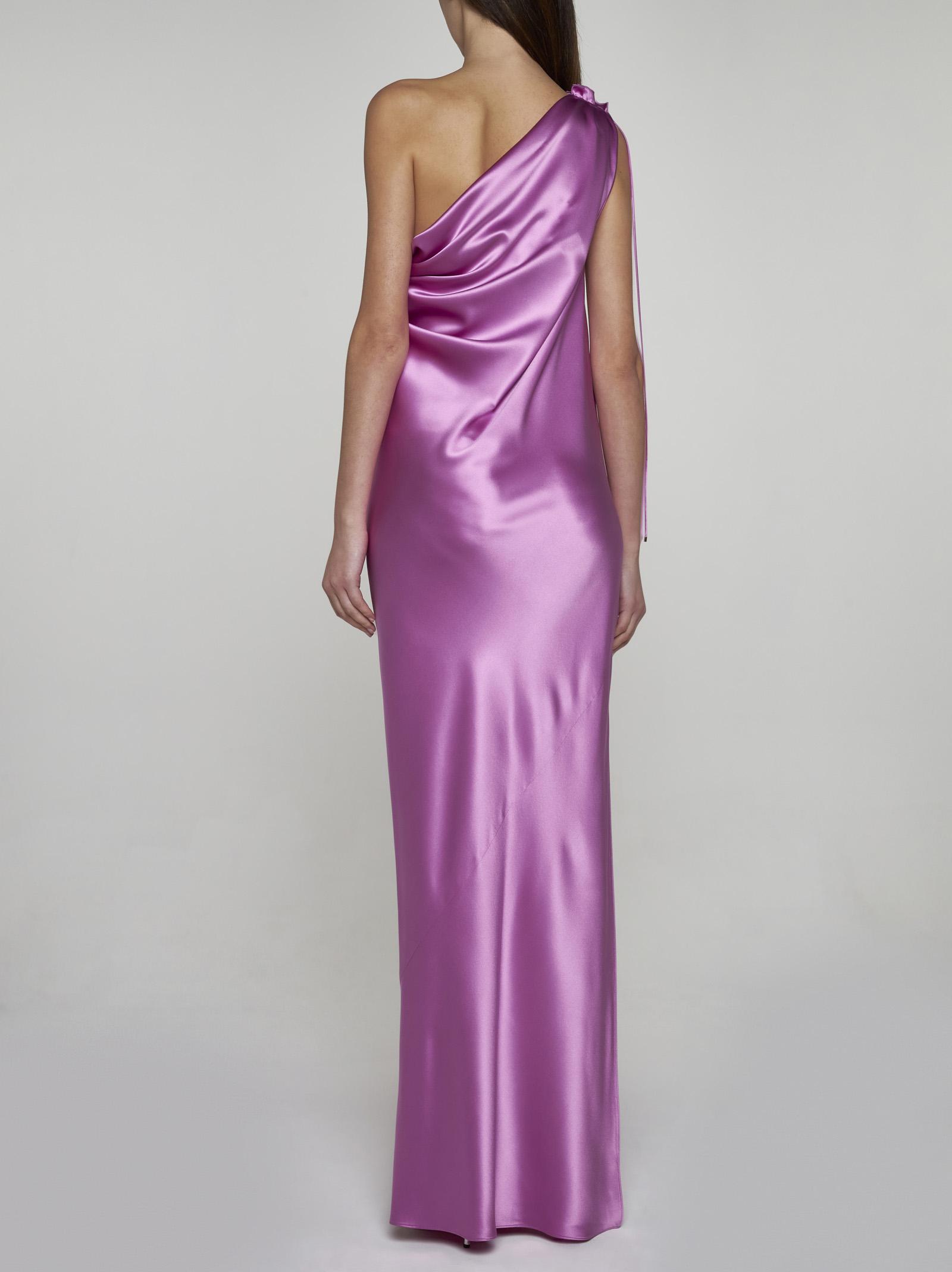 Max Mara Opera Silk One-shoulder Long Dress in Purple | Lyst
