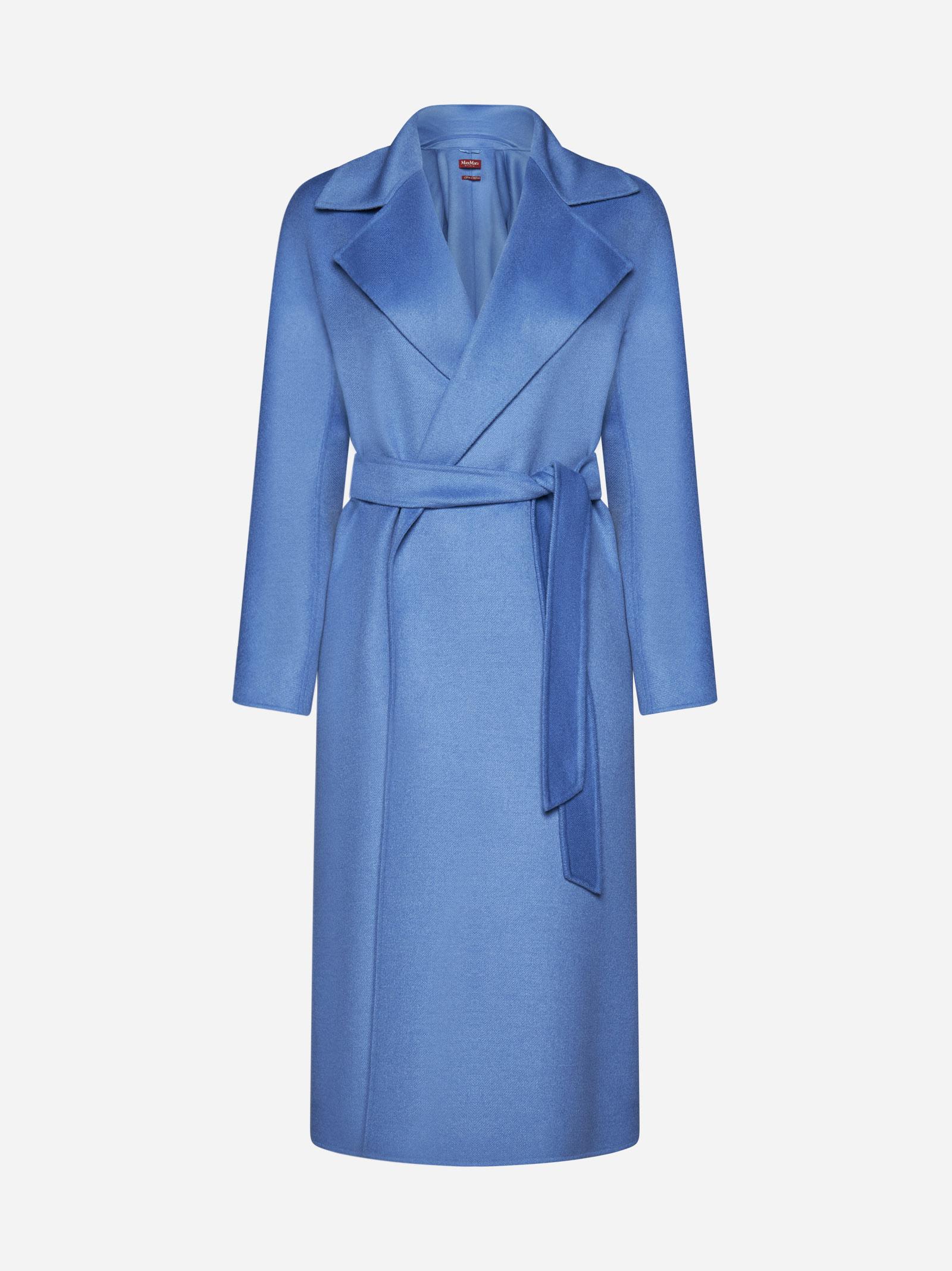 Max Mara Studio Cles Wool-blend Coat in Blue | Lyst