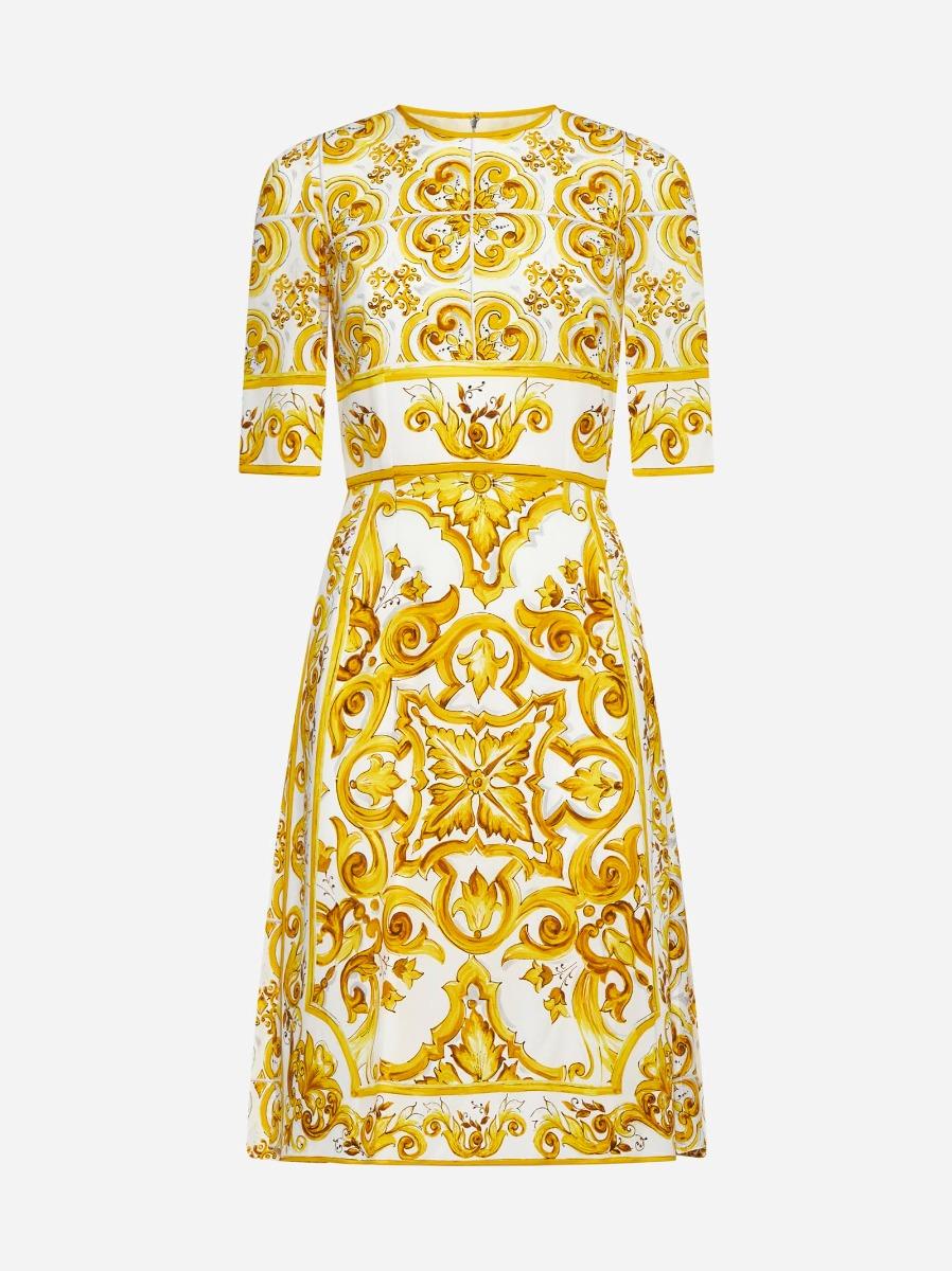 Dolce & Gabbana Yellow Black Floral Lace Ricamo Gown Dress