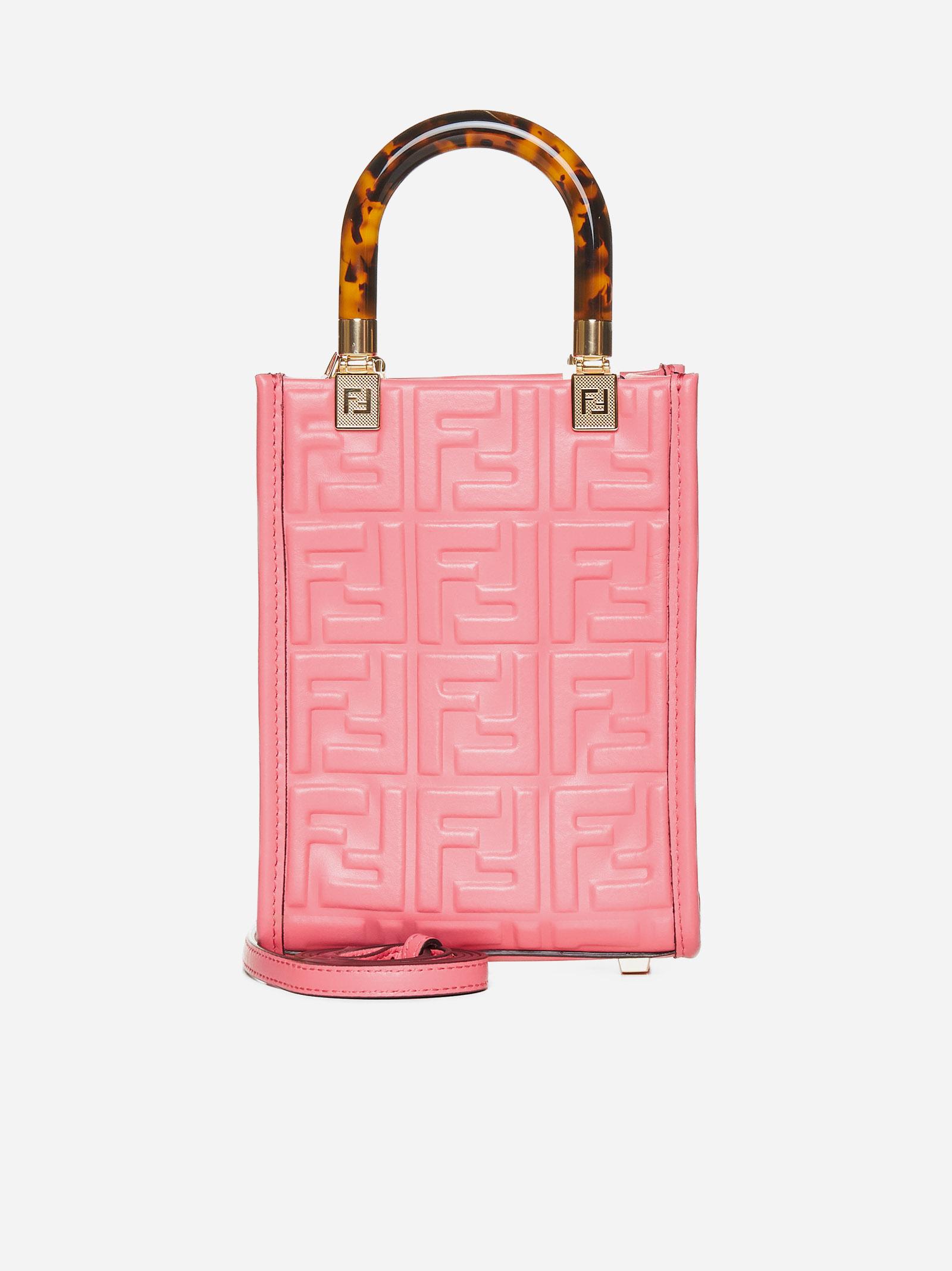 Fendi Sunshine Leather Mini Tote Bag in Pink | Lyst