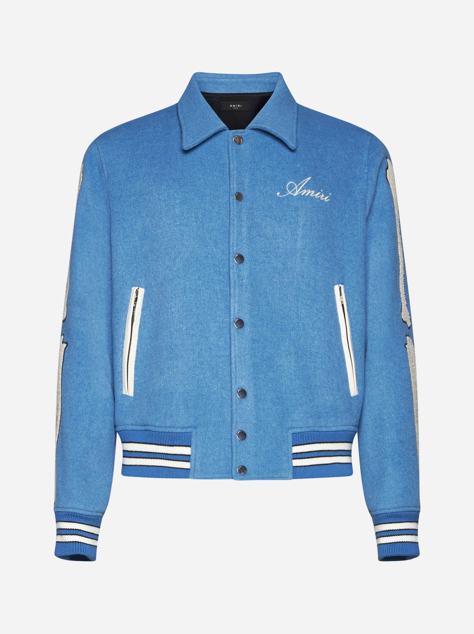 Amiri Bones Wool Varsity Jacket in Blue for Men | Lyst
