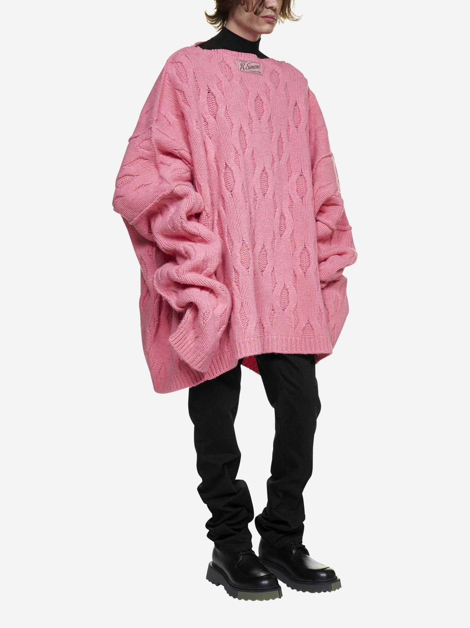 Raf Simons Men's Pink Oversized Cable-knit Mohair Sweater