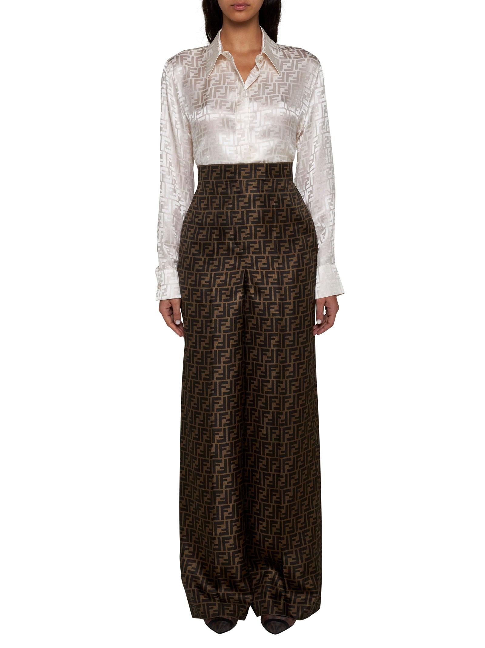 パンツ FENDI BROWN AND NAVY SILK PANTS Pants Silk Brown | Fendi