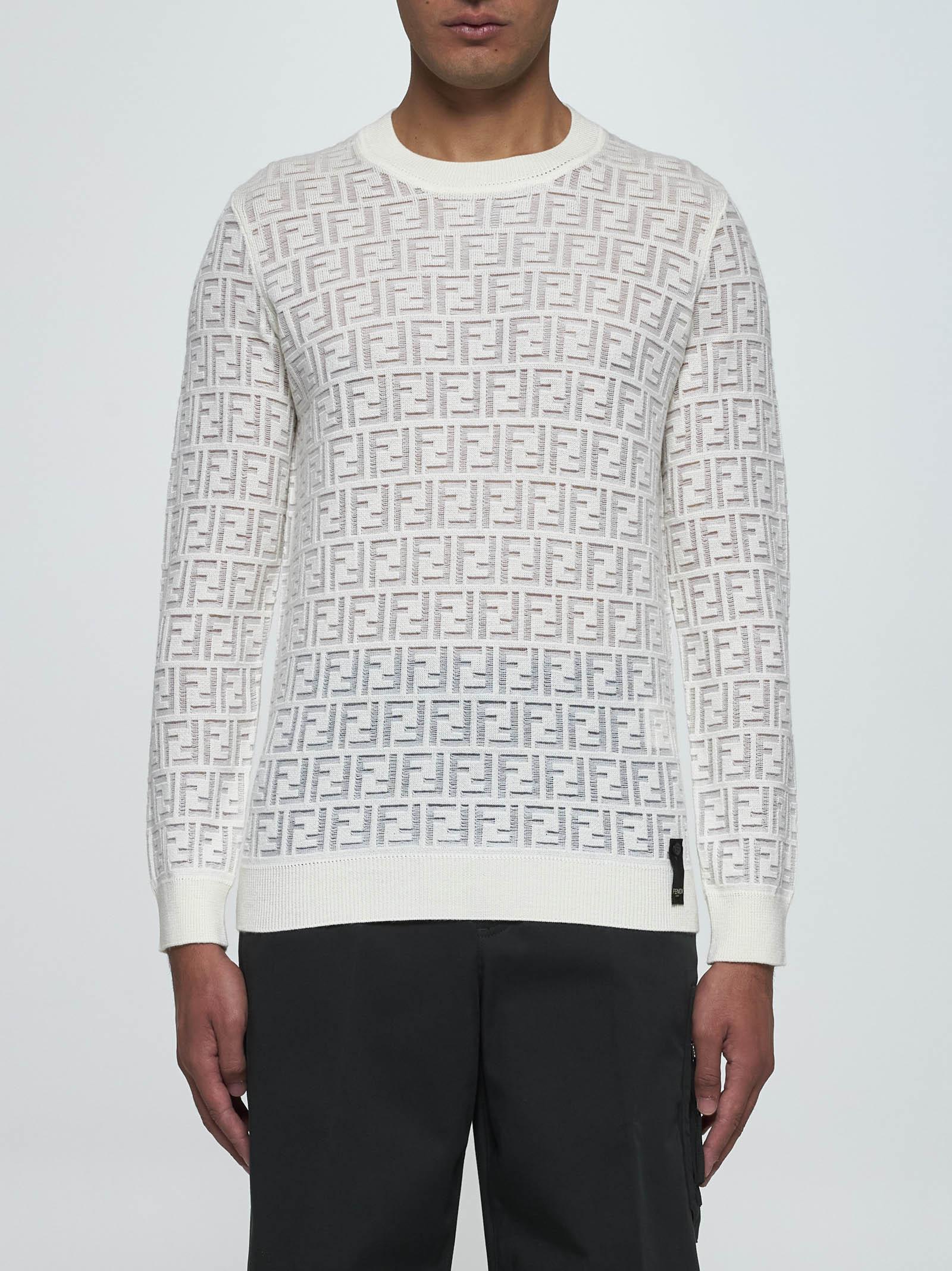 Fendi Ff Wool blend Sweater in White for Men Lyst UK