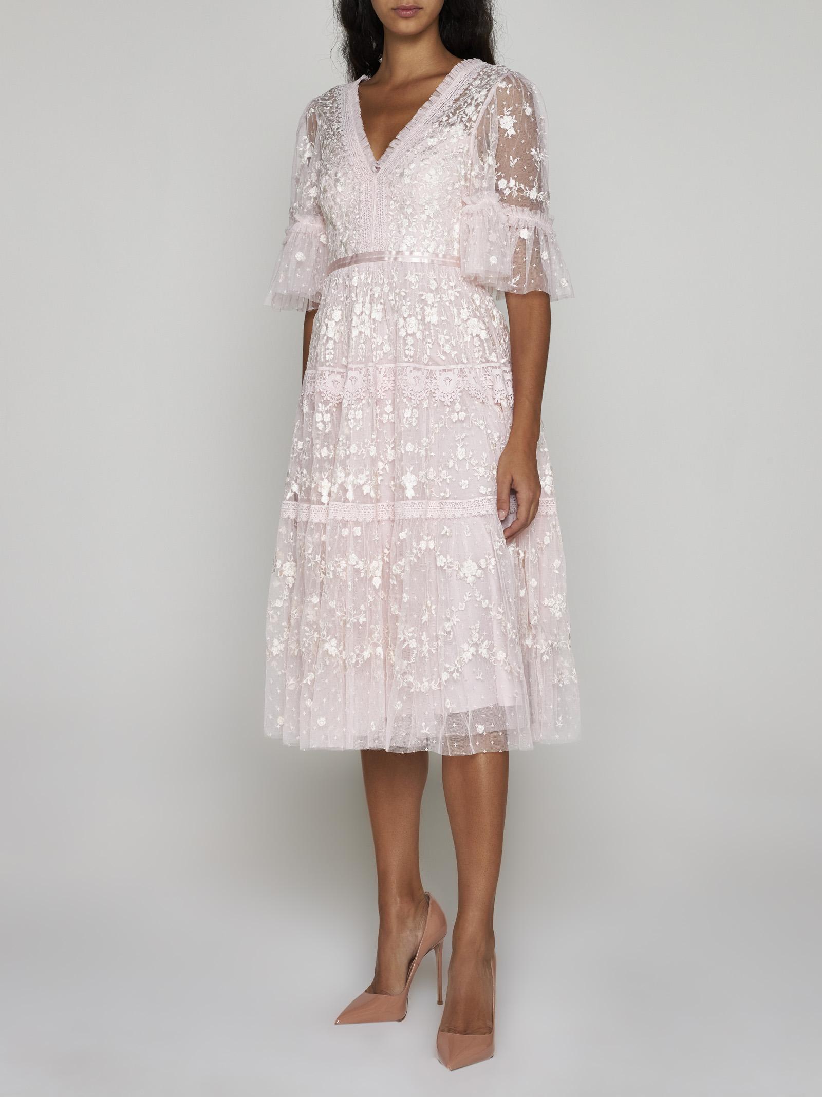 Needle Thread Araminta Embroidered Midi Dress in Pink Lyst