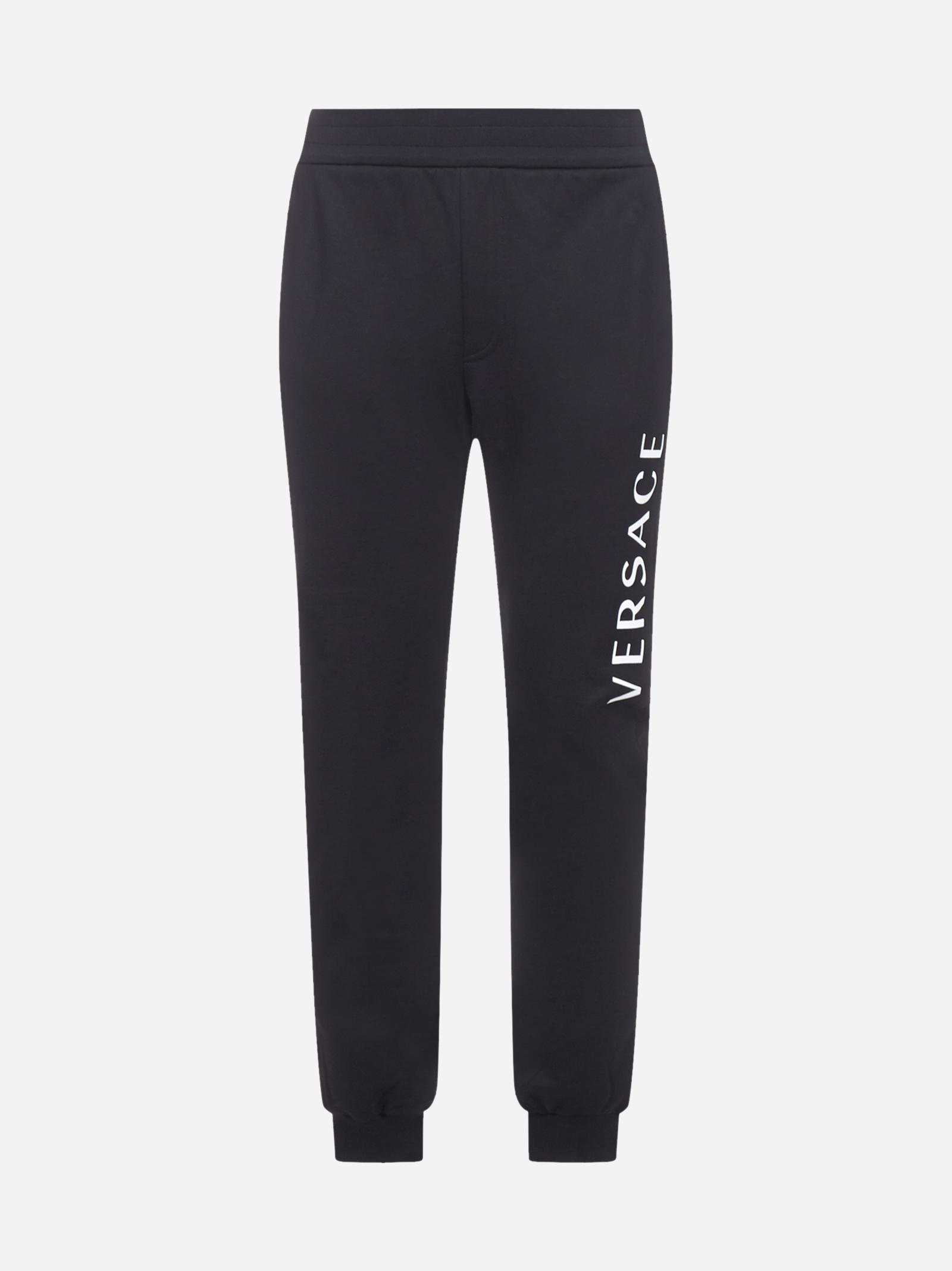 Versace Logo And Medusa Cotton Track Pants in Blue for Men - Lyst