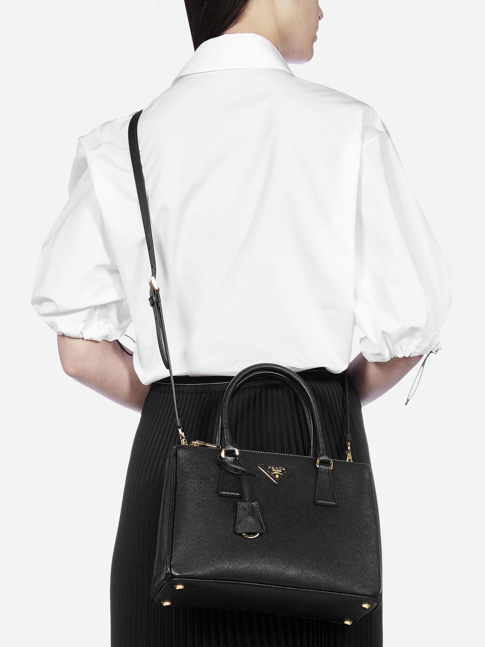 Prada Galleria Small Saffiano Leather Bag in Black