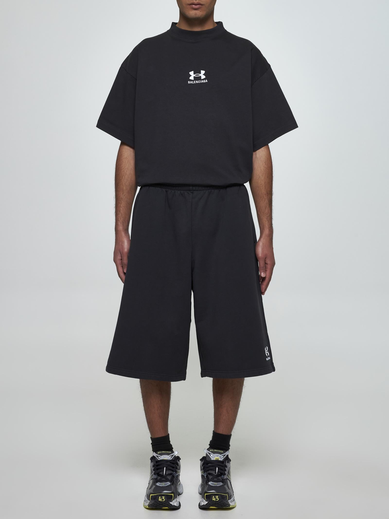 Balenciaga Under Armour Cotton Oversized Shorts in Blue for Men | Lyst