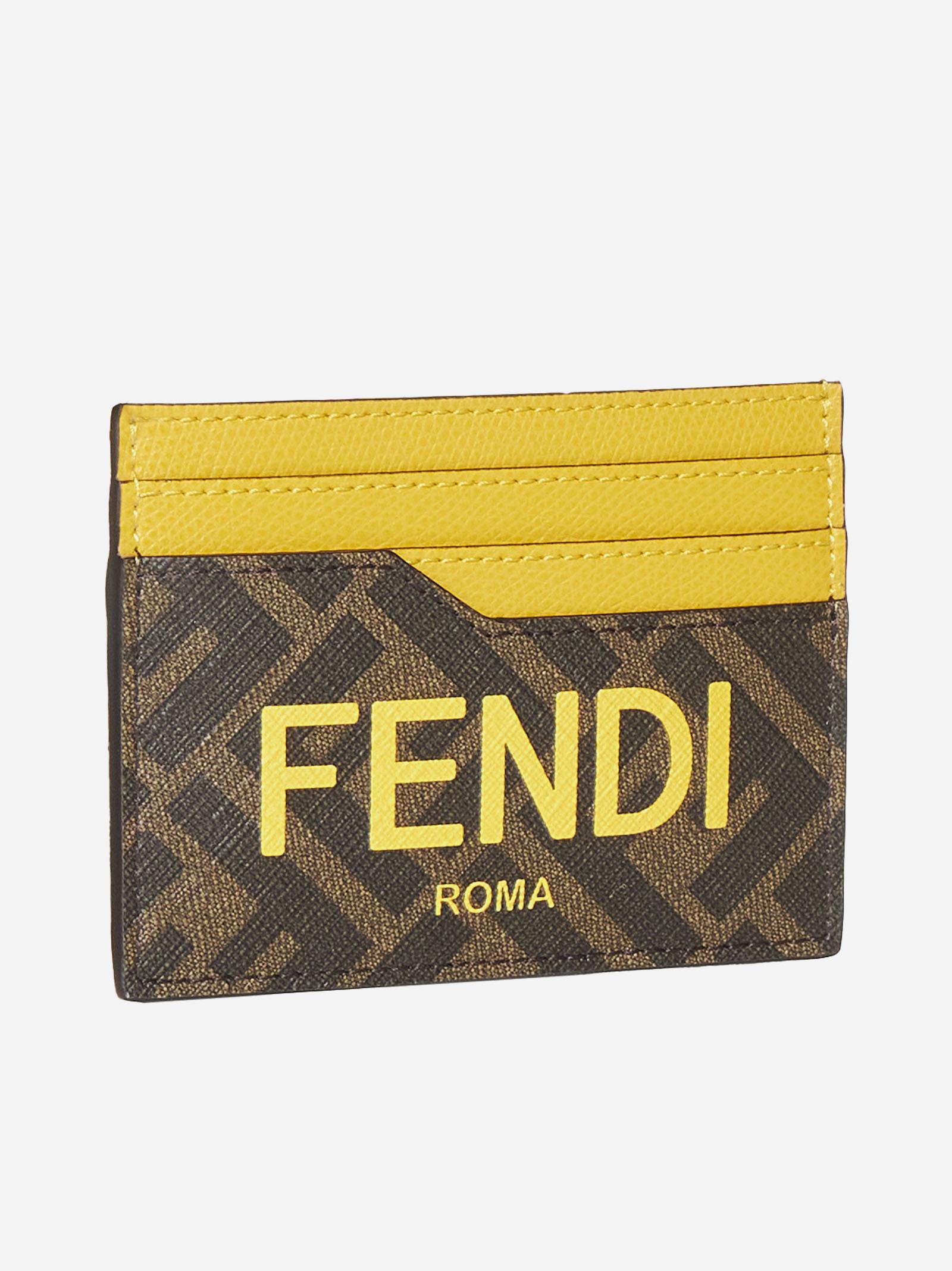 Fendi Ff Leather Card Holder in Yellow for Men | Lyst