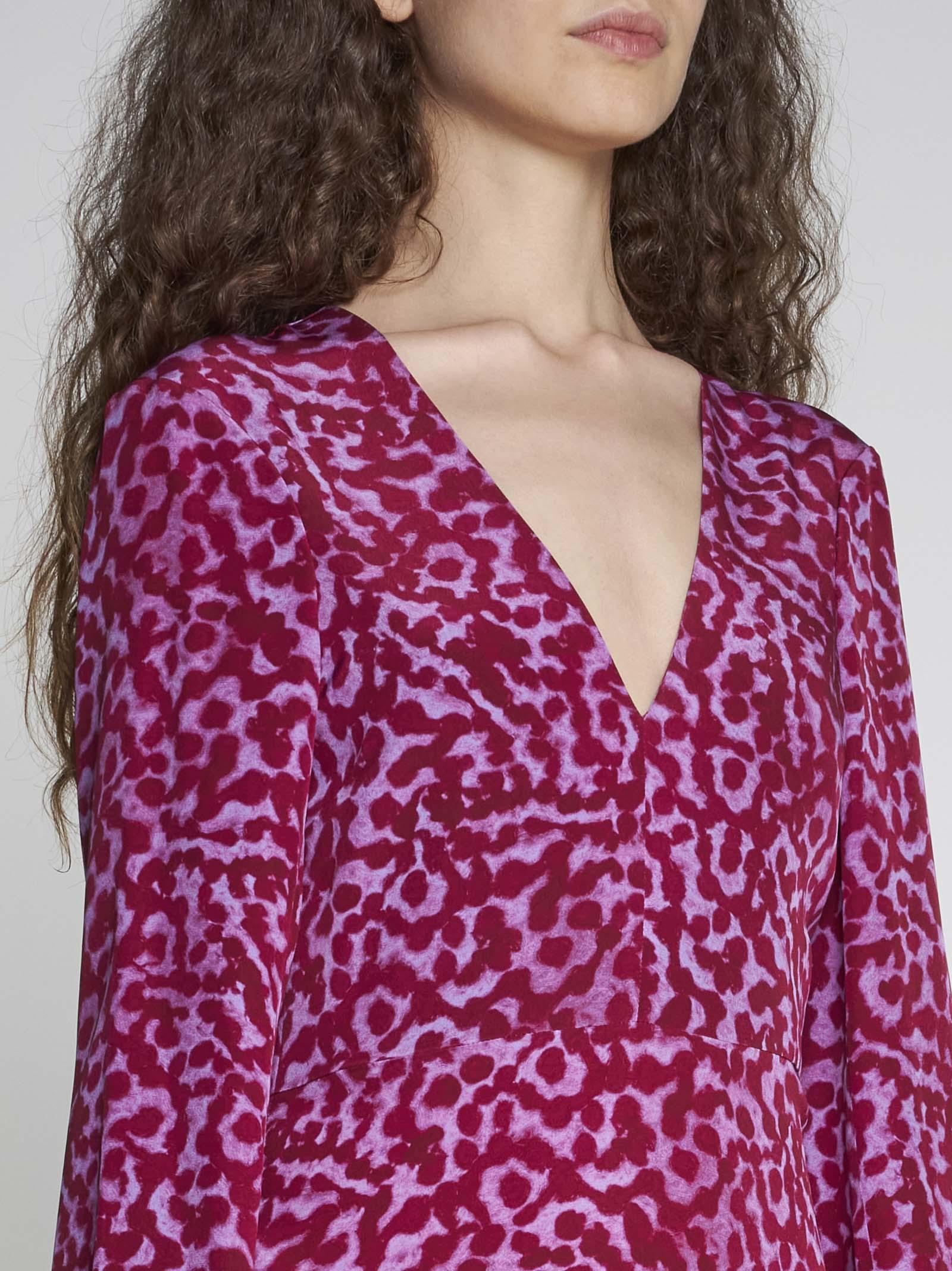 Stella McCartney Animalier Print Silk Midi Dress in Purple | Lyst