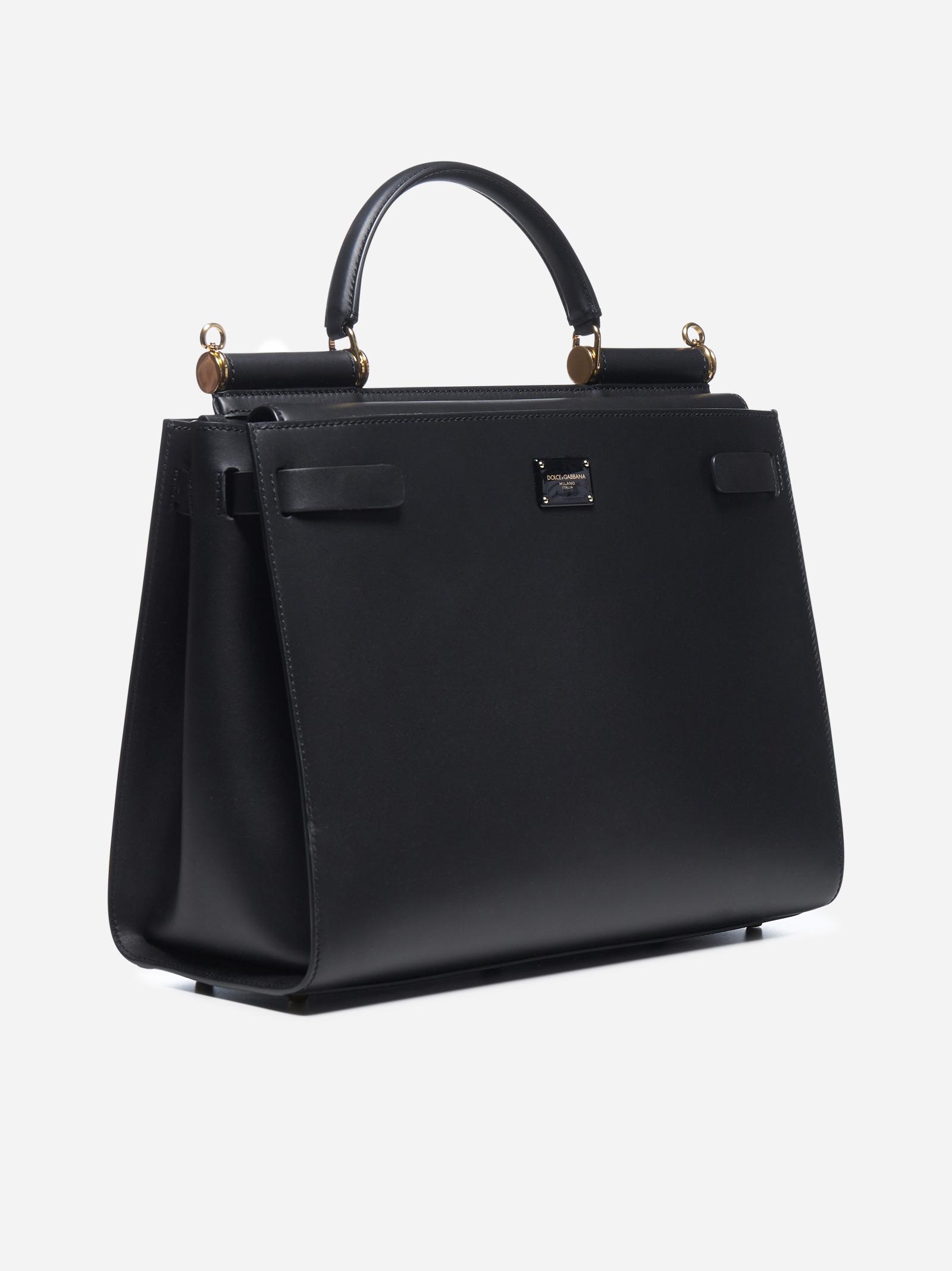 Dolce & Gabbana Medium Calfskin Sicily 62 Bag in Black | Lyst