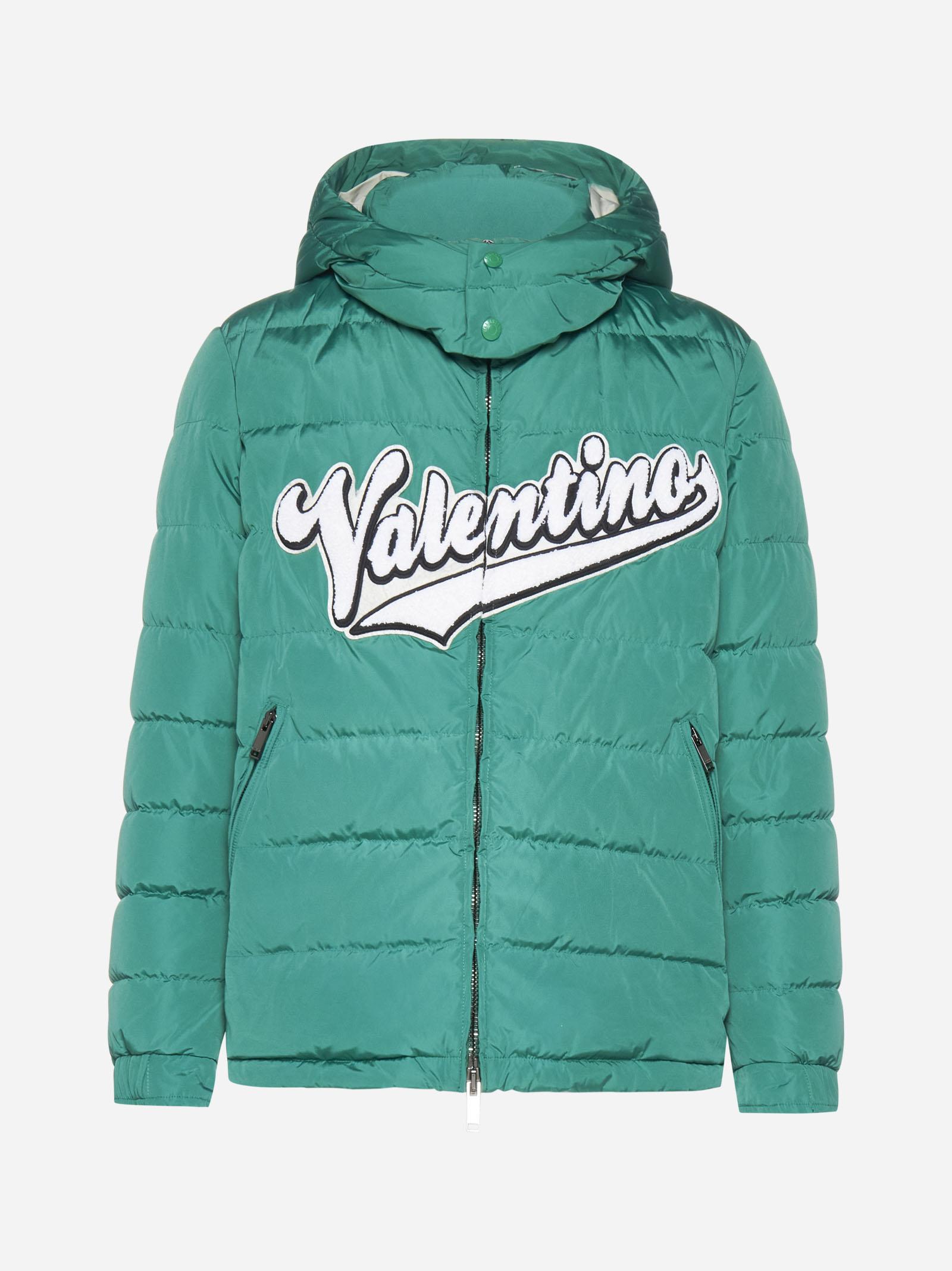 Valentino Garavani Logo Quilted Nylon Down Jacket in Green for Men | Lyst UK
