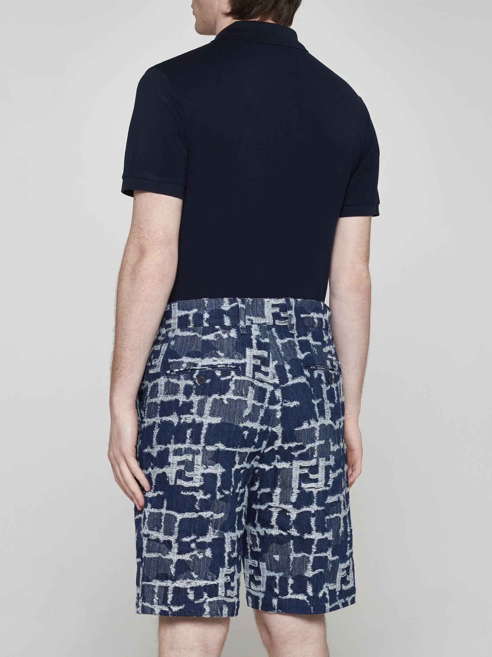 FENDI jacquard FF-motif denim shorts - Blue