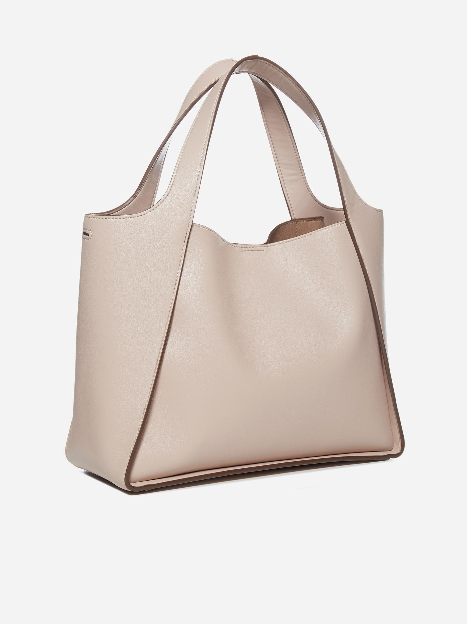 Stella McCartney Logo Vegan Leather Bag in Natural | Lyst