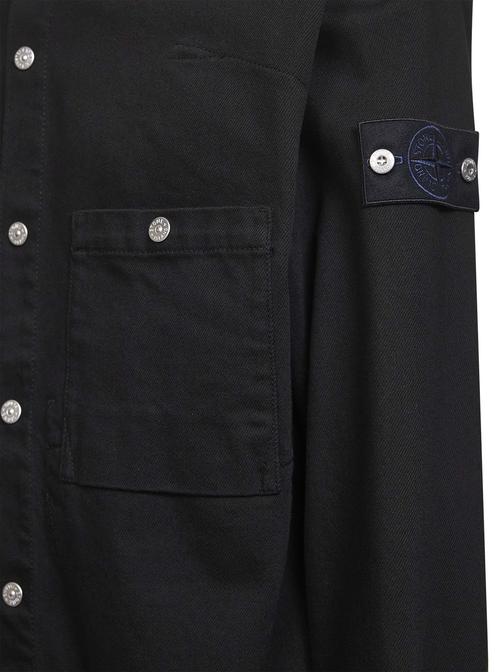 STONE ISLAND DENIM RESEARCH Cotton Denim Overshirt in Black for