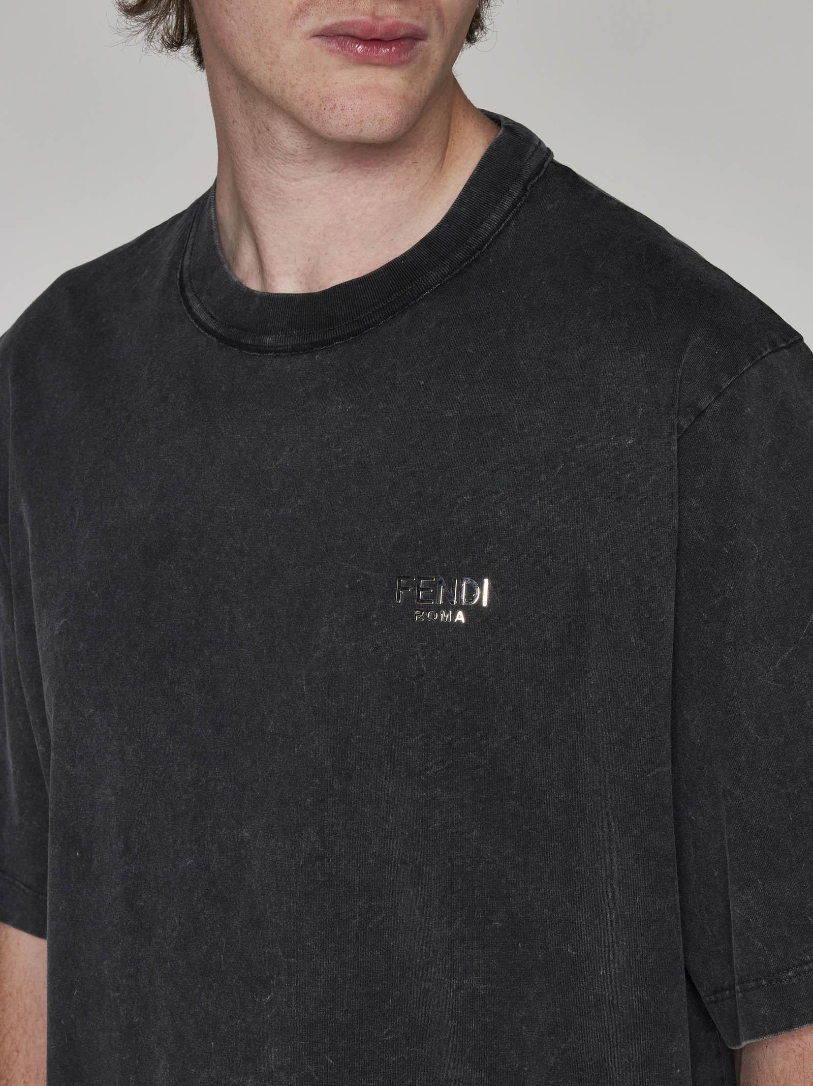 Fendi Logo Cotton T shirt in Black for Men Lyst UK