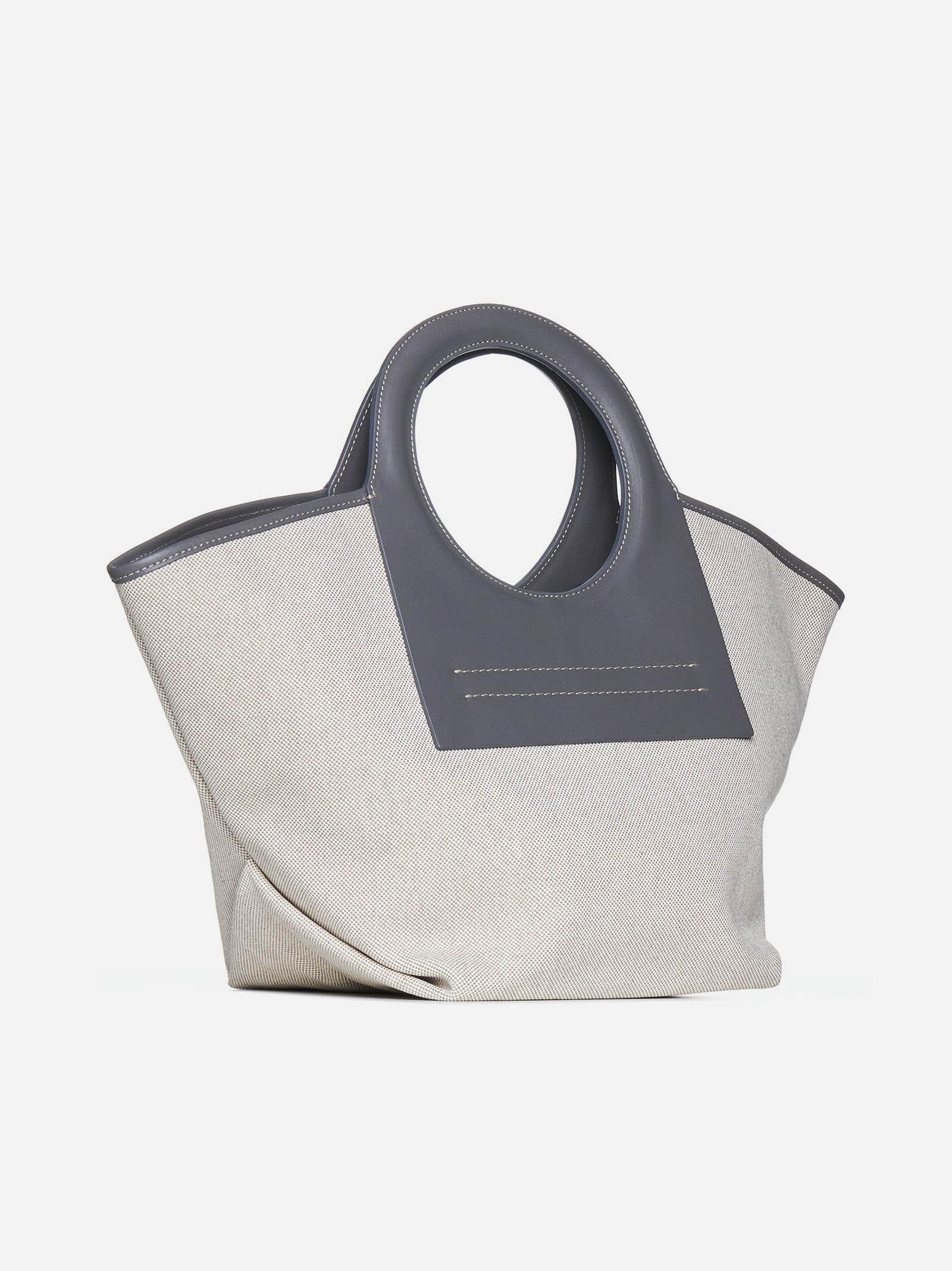 Cala small leather-trimmed canvas tote bag by Hereu