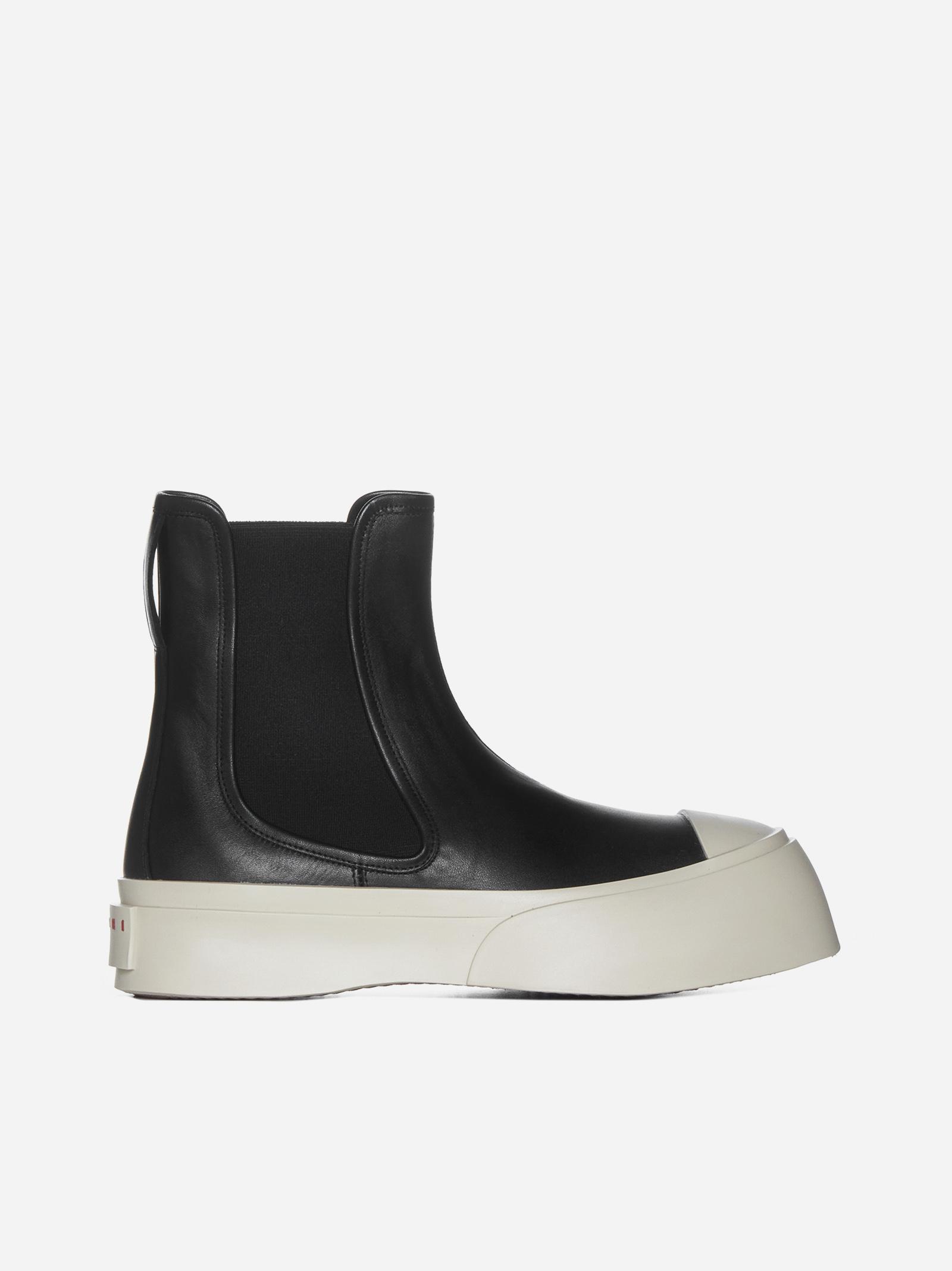 Marni Pablo Chelsea Leather Boots in Black | Lyst