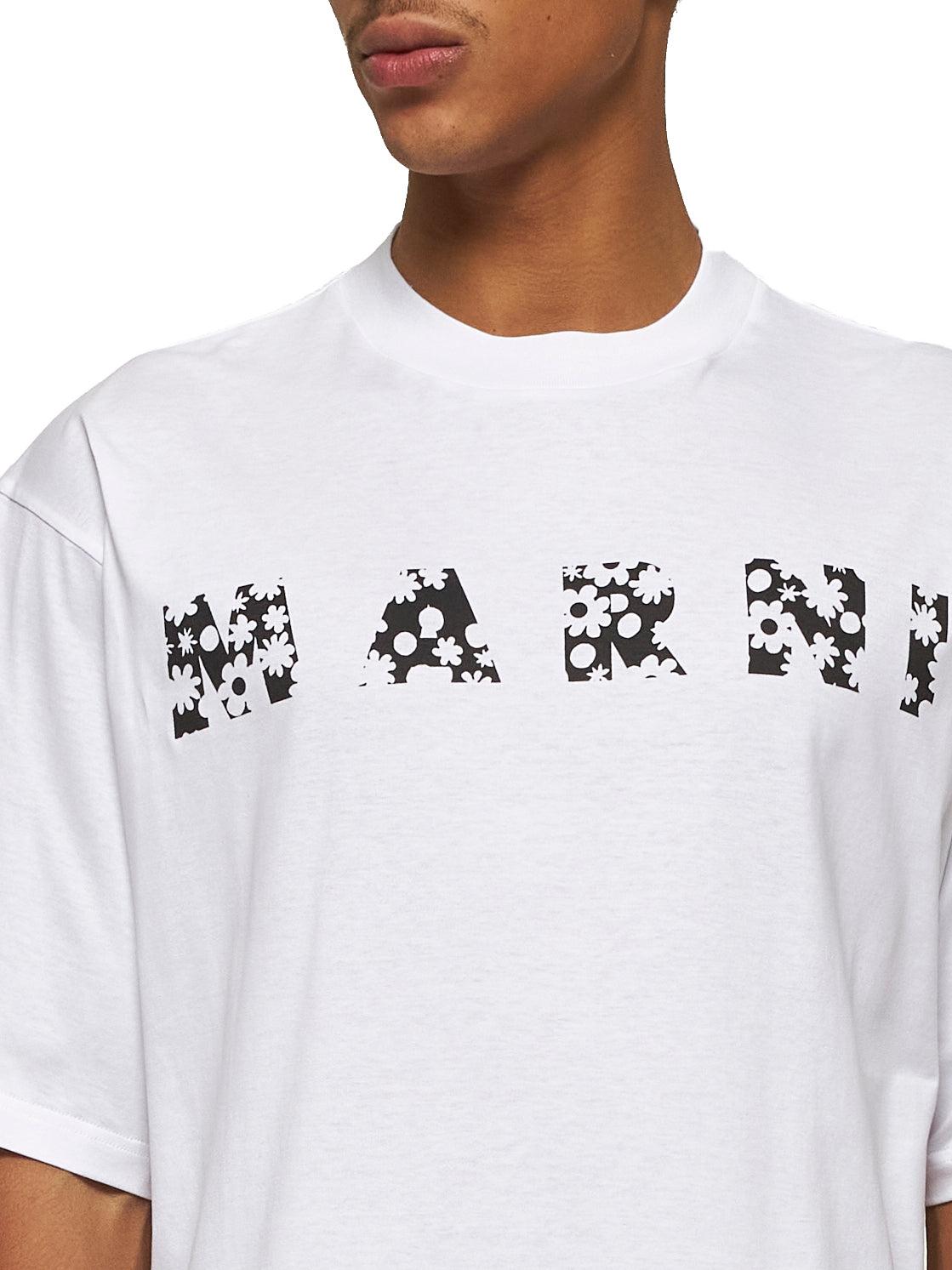 Marni T-Shirt With Flower Logo in White for Men | Lyst