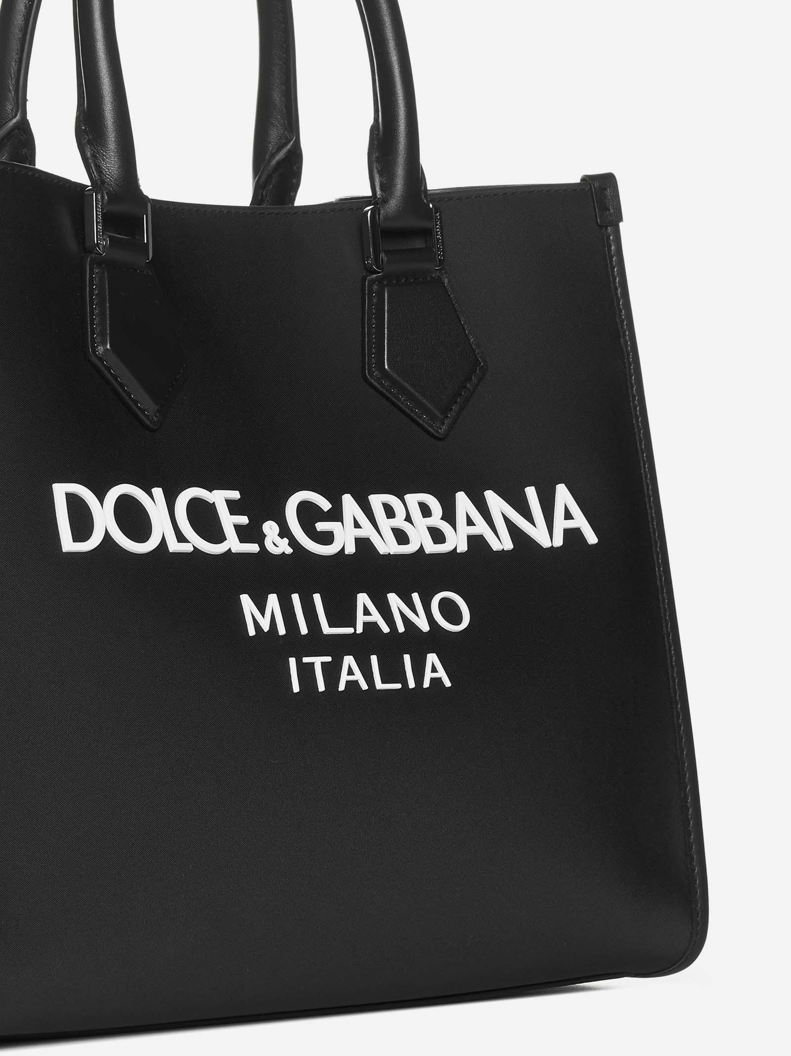 Dolce & Gabbana Logo Leather Small Tote Bag in Black for Men | Lyst