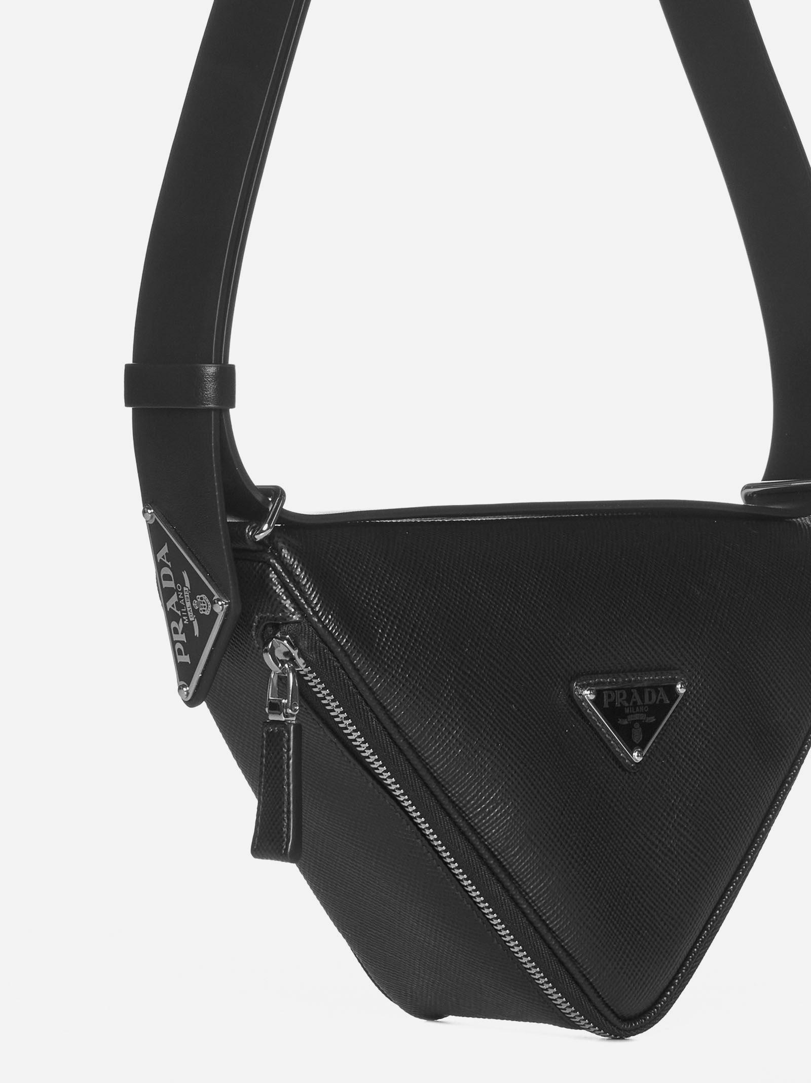 Prada Saffiano Leather Triangle Bag in Black for Men | Lyst