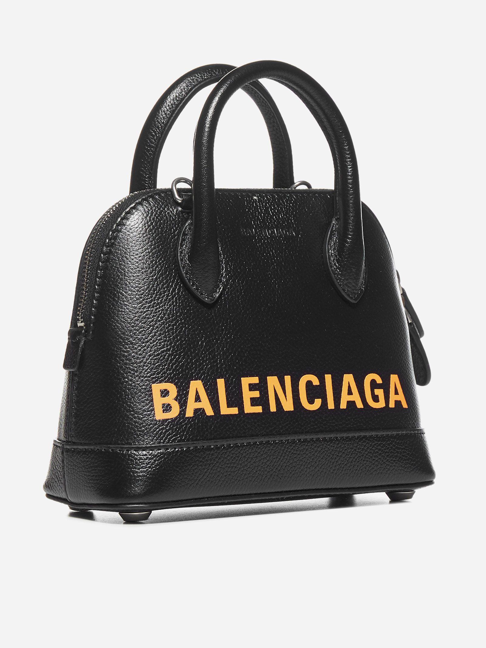 Balenciaga Xxs Ville Leather Top Handle Bag in Black - Orange (Black ...