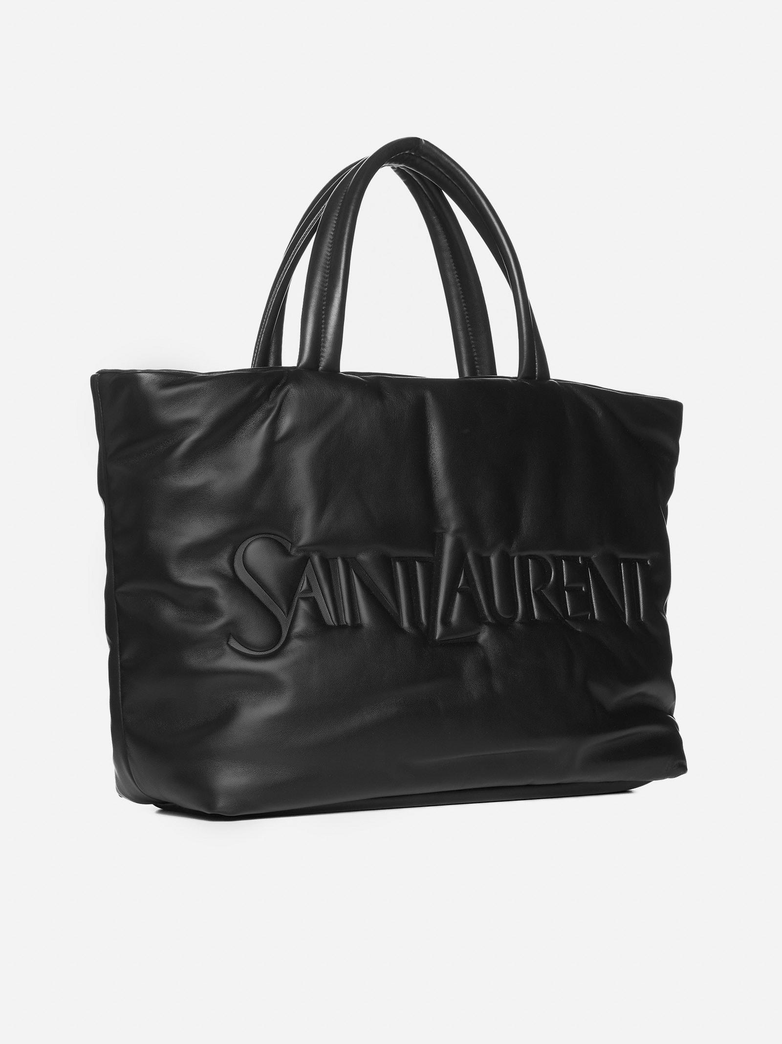 Saint Laurent Logo Leather Tote Bag in Black for Men Lyst