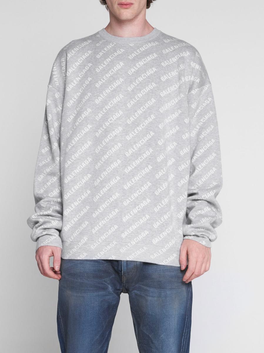 Balenciaga Logo Cotton And Wool Blend Sweater for Men | Lyst