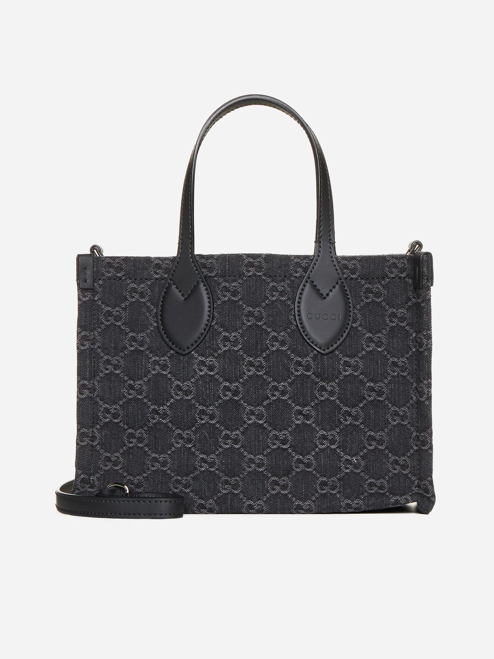 Gucci Ophidia GG Denim Medium Tote Bag in Black | Lyst