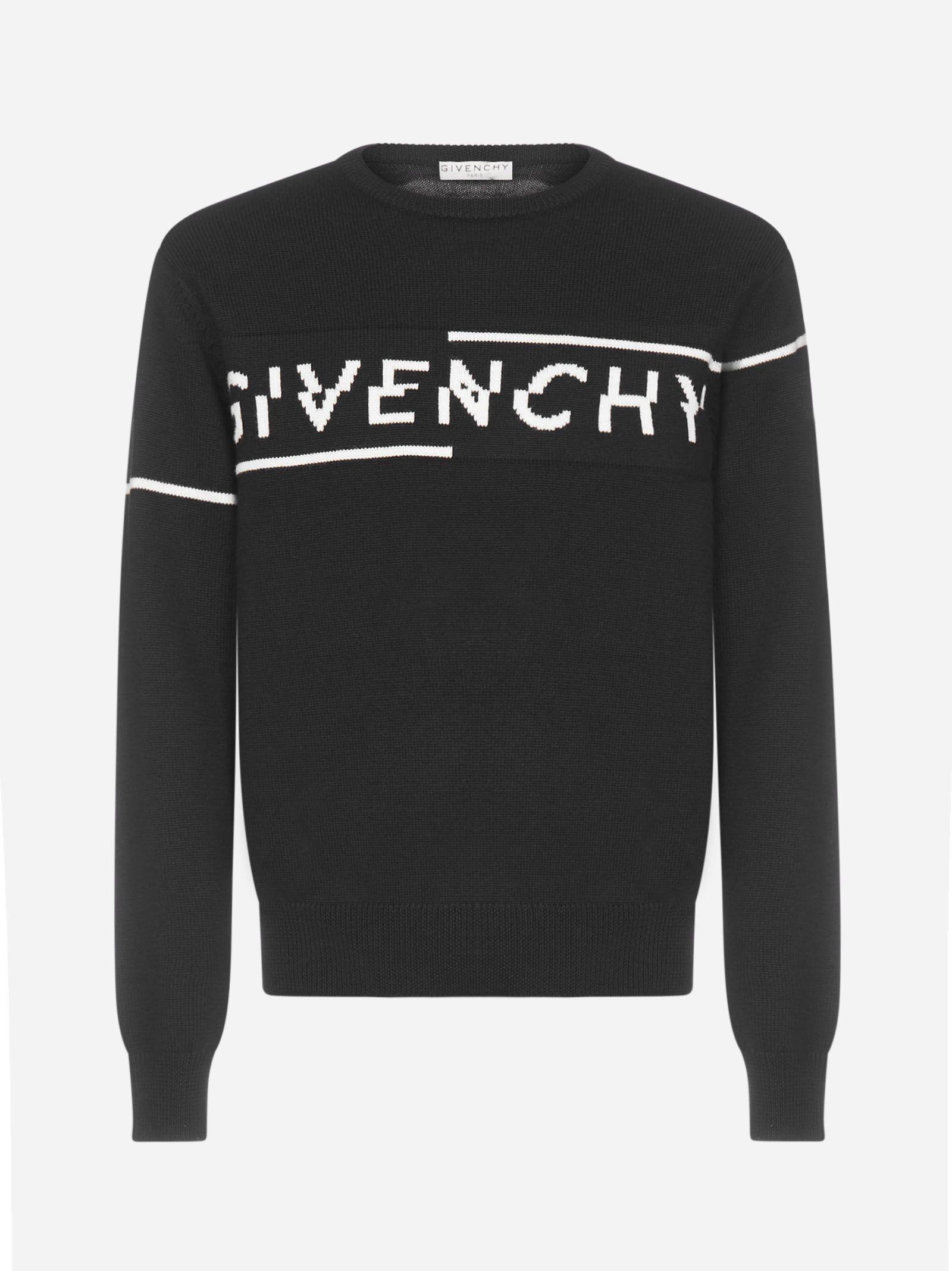 Givenchy Logo Wool Sweater in Black - White (Black) for Men - Lyst