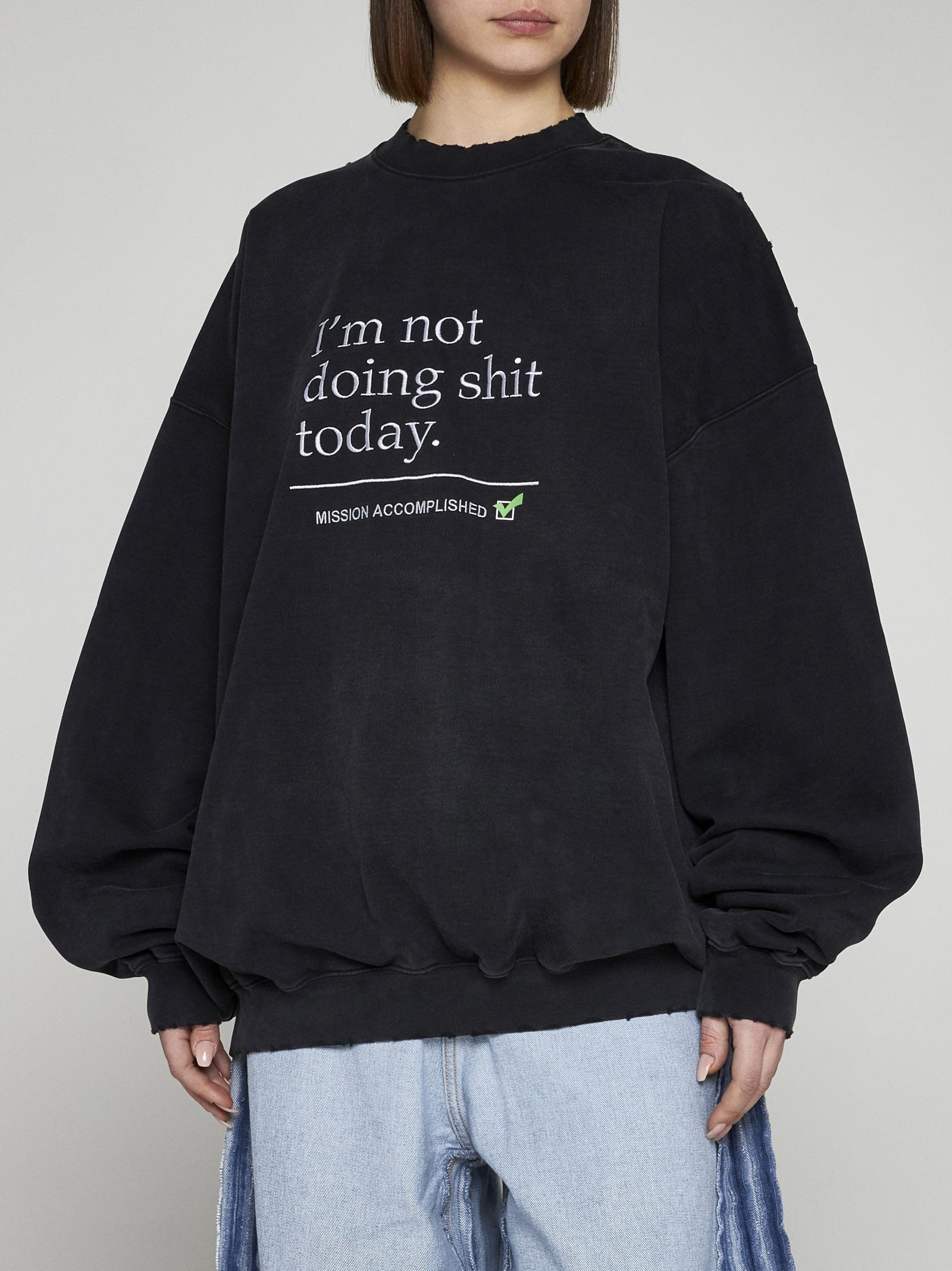 Vetements I'm Not Doing Shit Today Cotton Sweatshirt in Blue