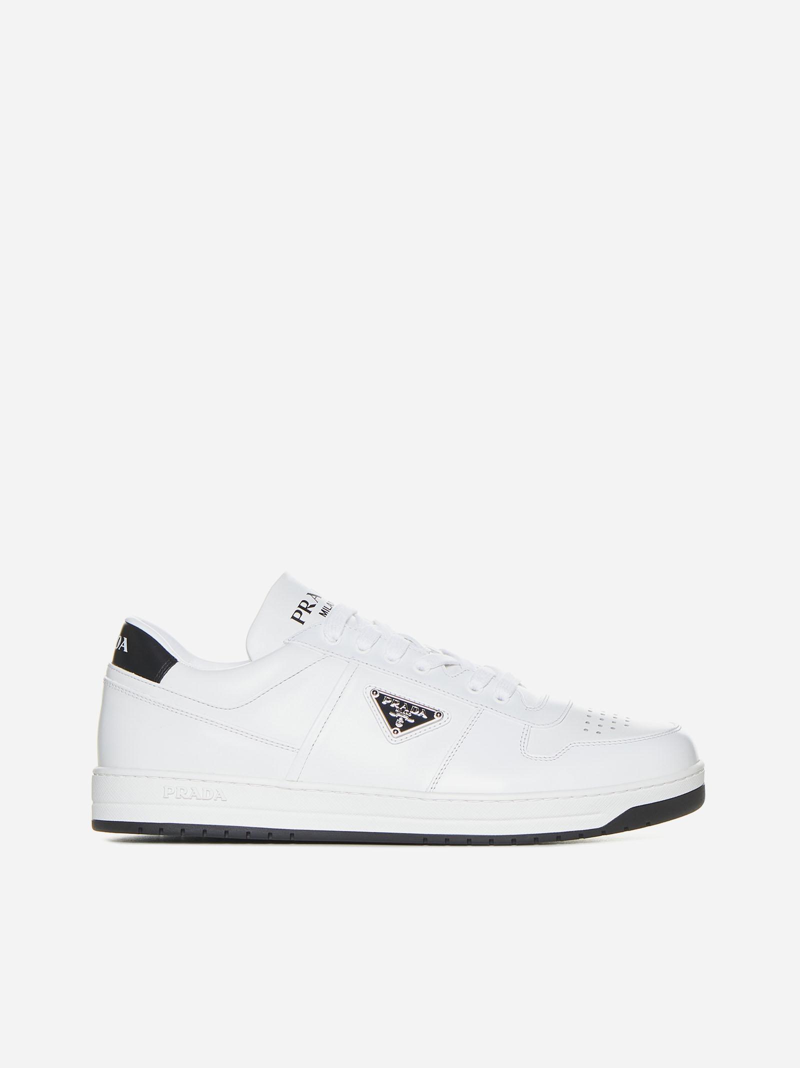 Prada Downtown Leather Sneakers in White for Men Lyst UK