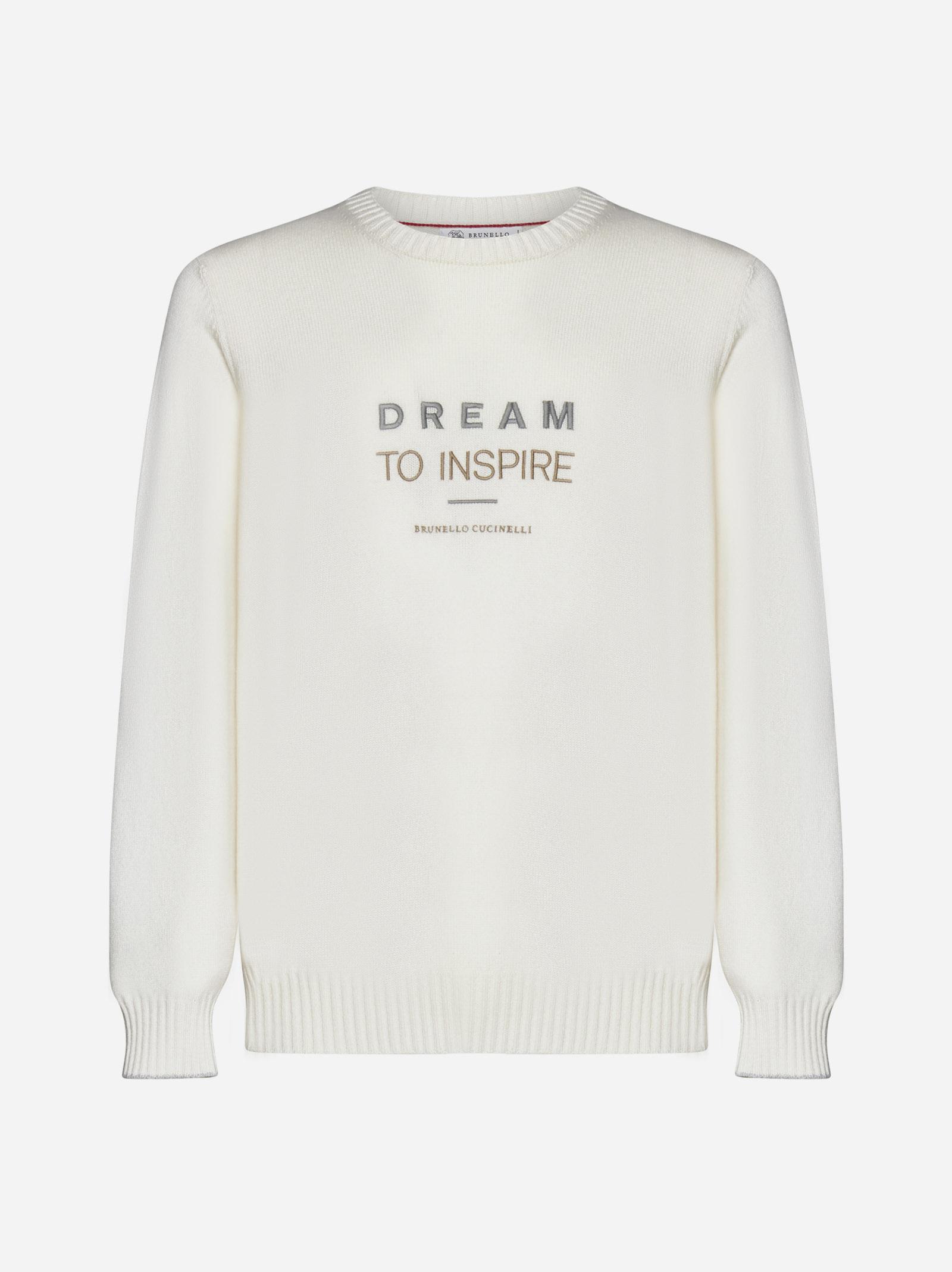 Brunello Cucinelli Dream To Inspire Cashmere Sweater in White for Men
