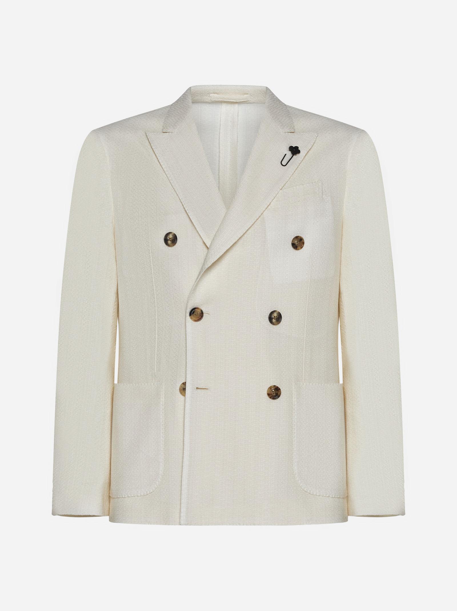 Men's white double store breasted blazer