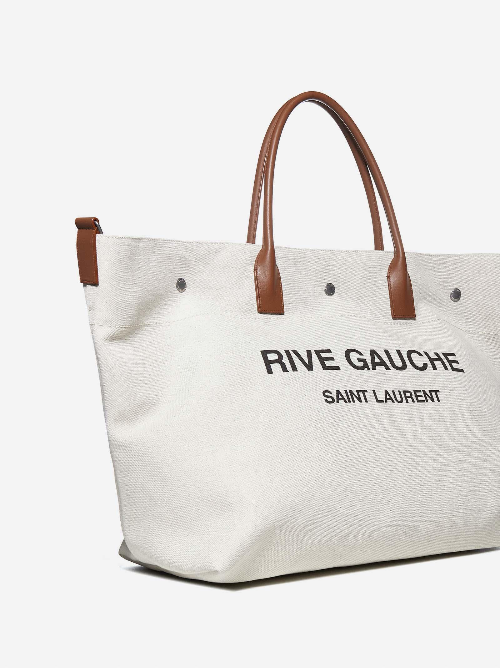 Saint Laurent Rive Gauche North/South Tote White Linen/Beige