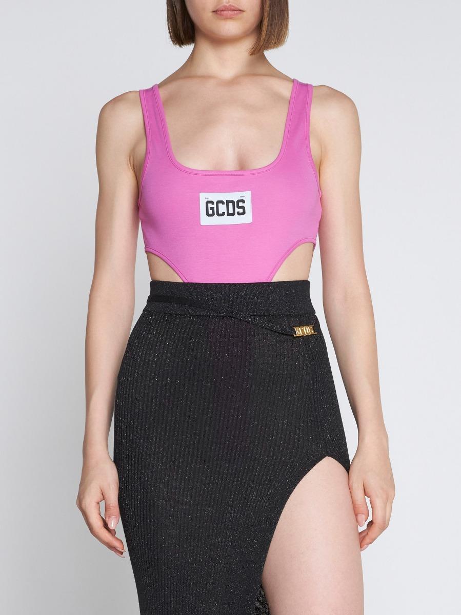 Gcds Cotton Logo-patch U-neck Bodysuit in Violet Womens Lingerie Gcds Lingerie - Save 18% Pink 