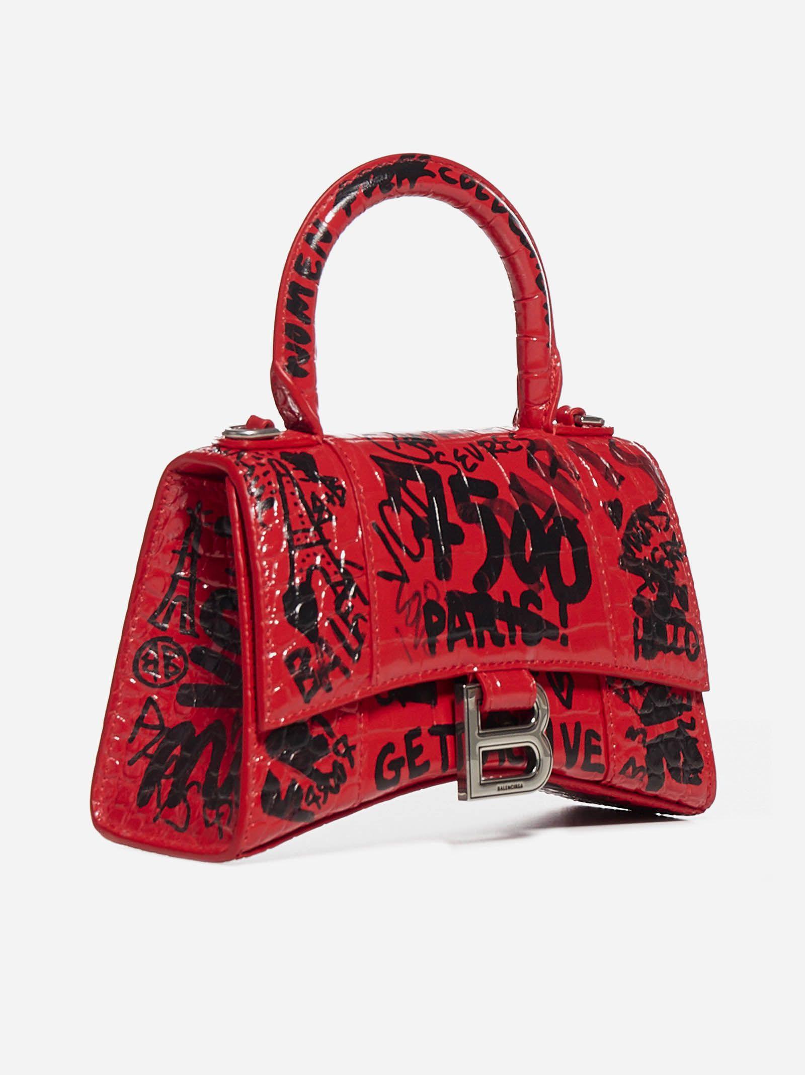 Calfskin handbag with graffiti print