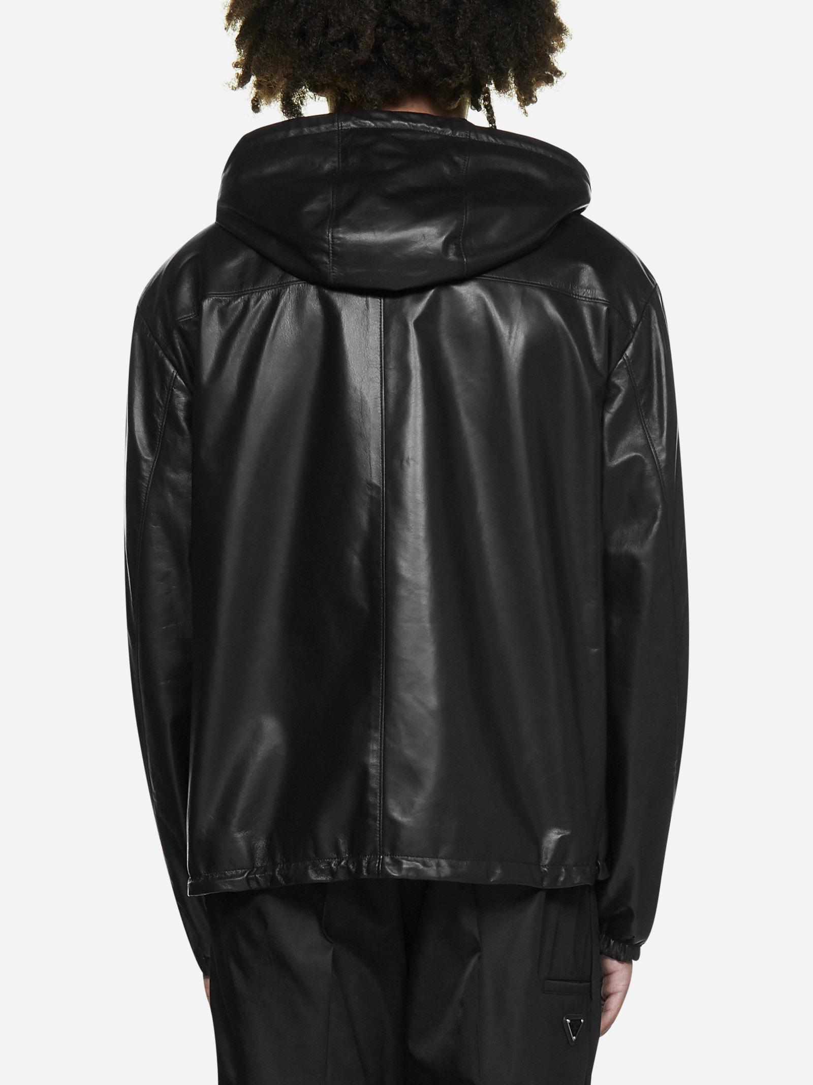 Prada Hooded Leather Jacket in Black Lyst
