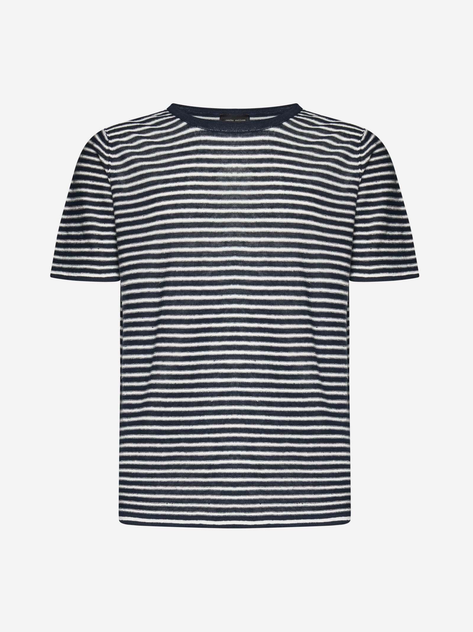 Roberto Collina Striped Linen T-shirt for Men | Lyst