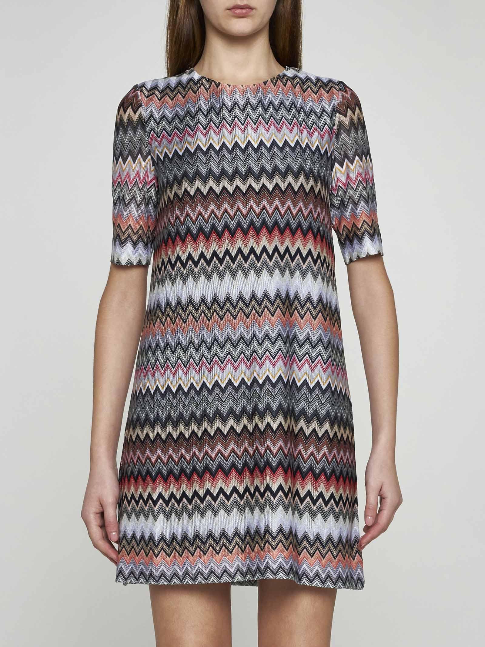 Missoni zigzag-pattern mini dress - Pink