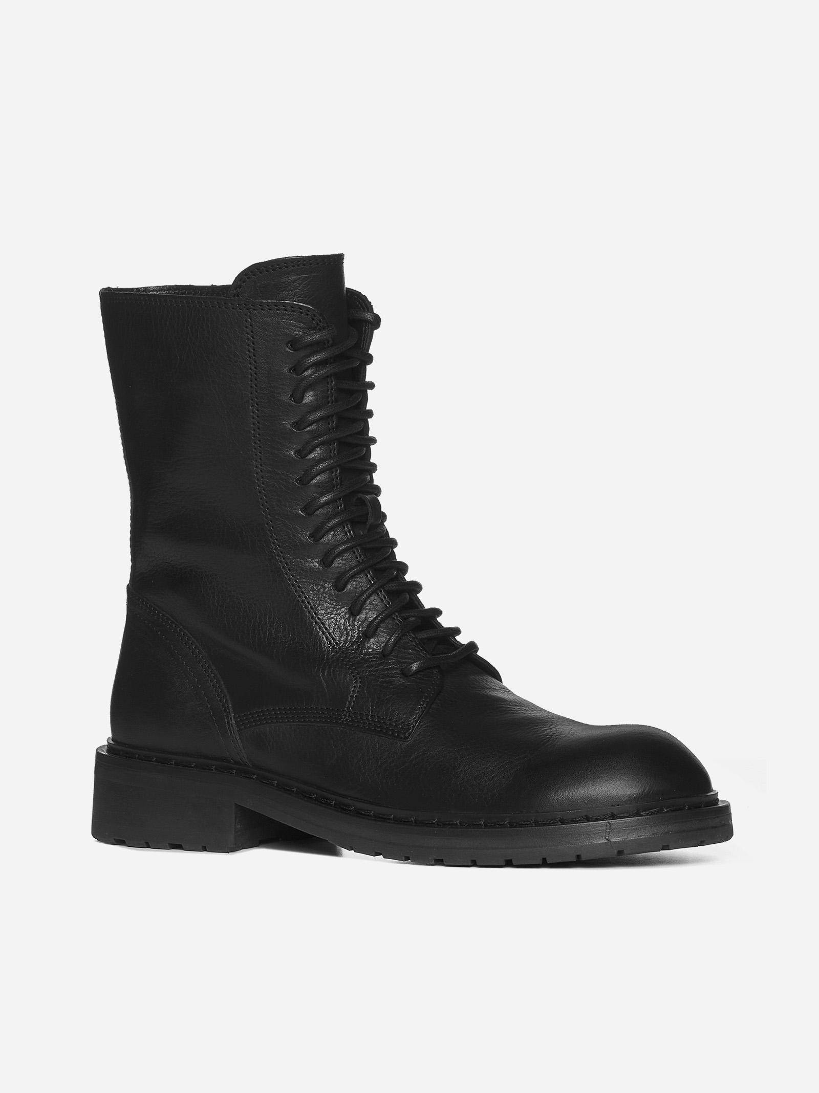Ann Demeulemeester Santiago Leather Combat Boots in Black | Lyst