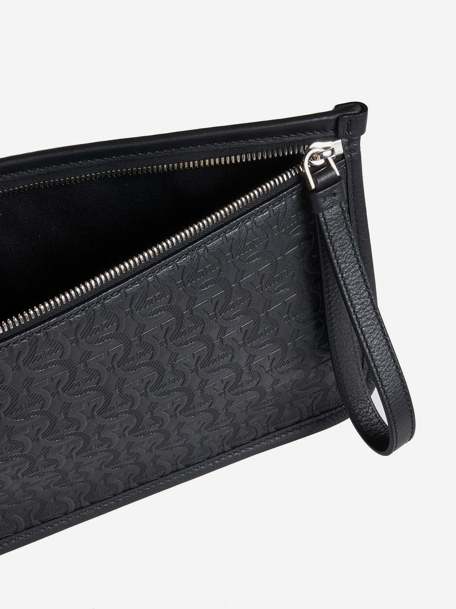 Salvatore Ferragamo Gancini-Embossed Pouch - Black