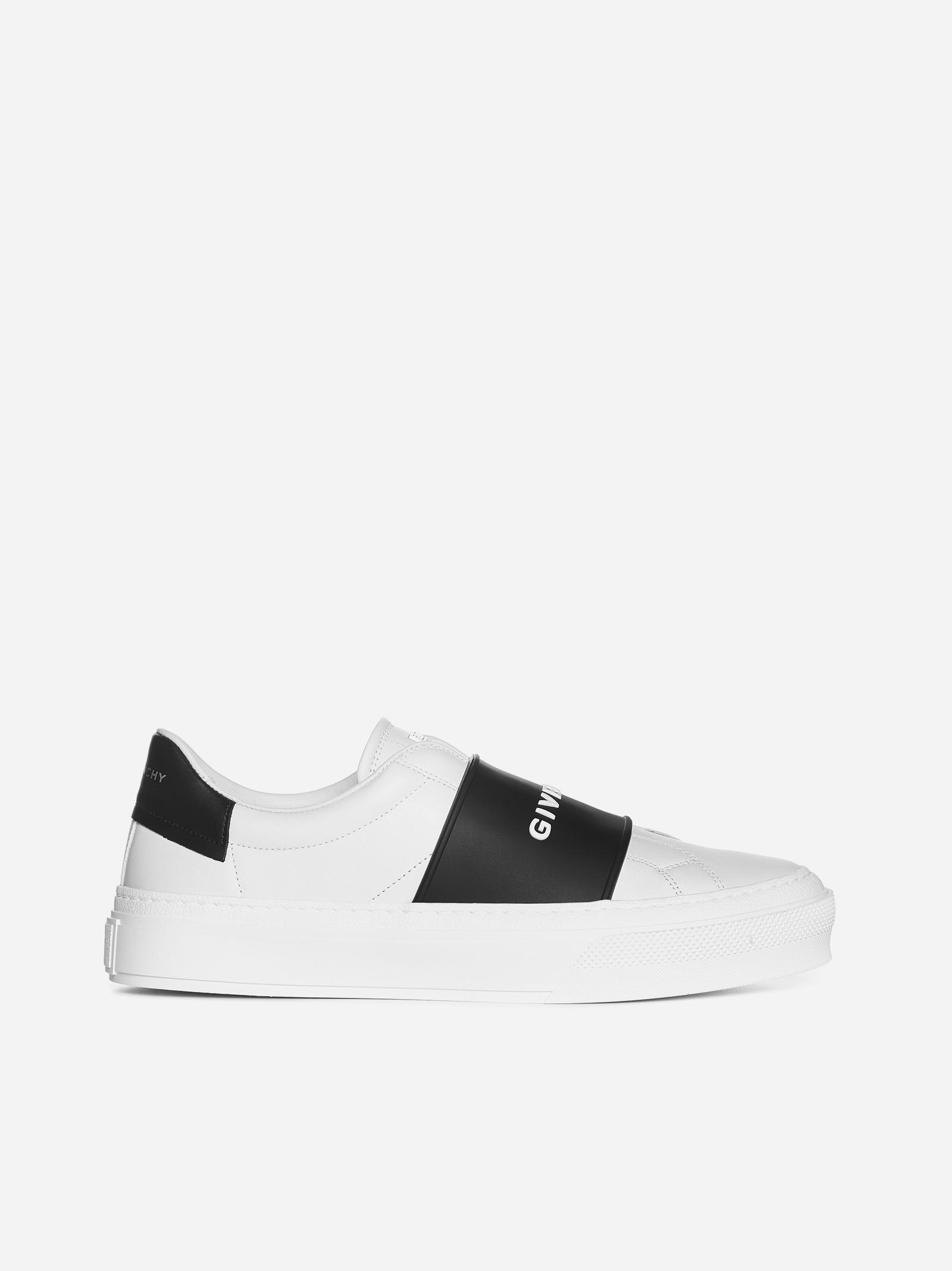 Givenchy City Logo-band Leather Sneakers in White | Lyst
