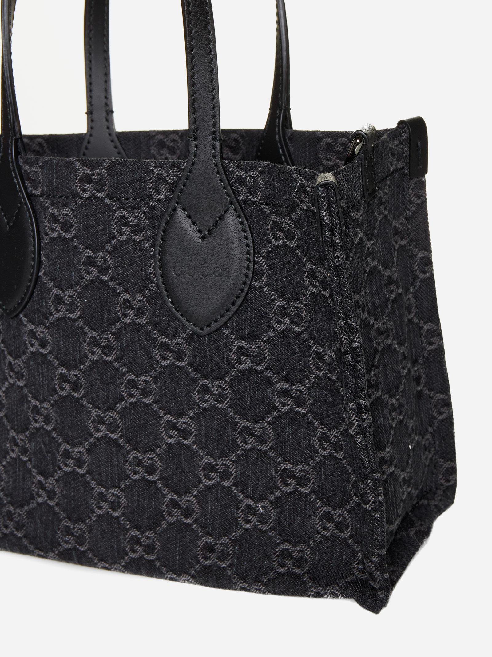 Gucci Ophidia GG Denim Medium Tote Bag in Black | Lyst